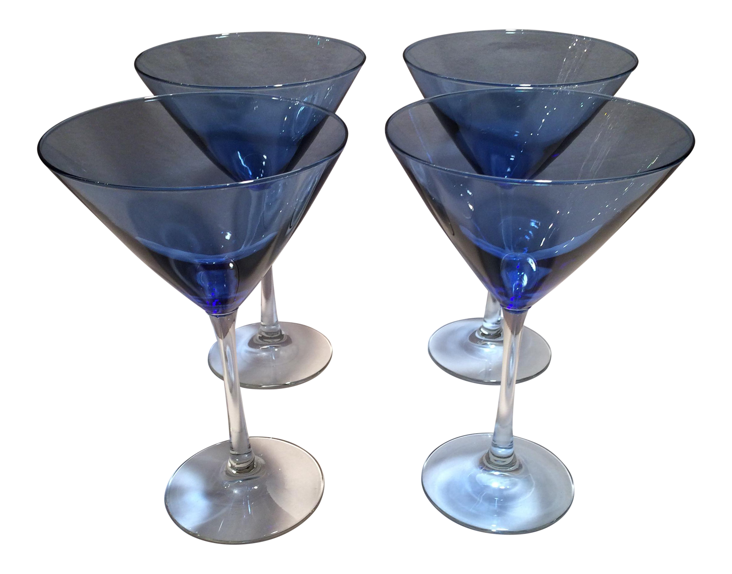 Vintage Blue Martini Glasses Set of 4 Chairish