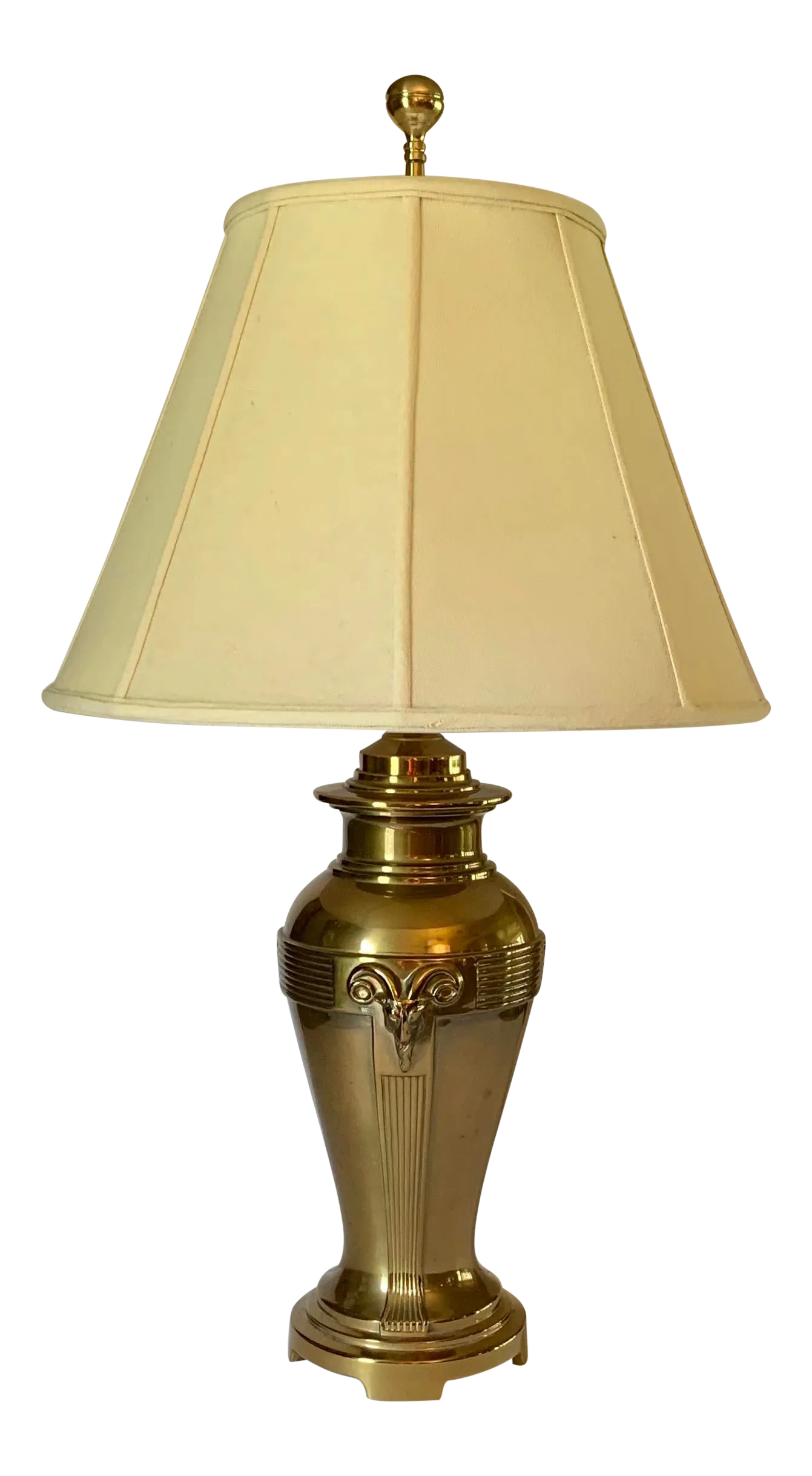 Mid 20th Century Vintage Brass Lamp With Ram Heads Chairish