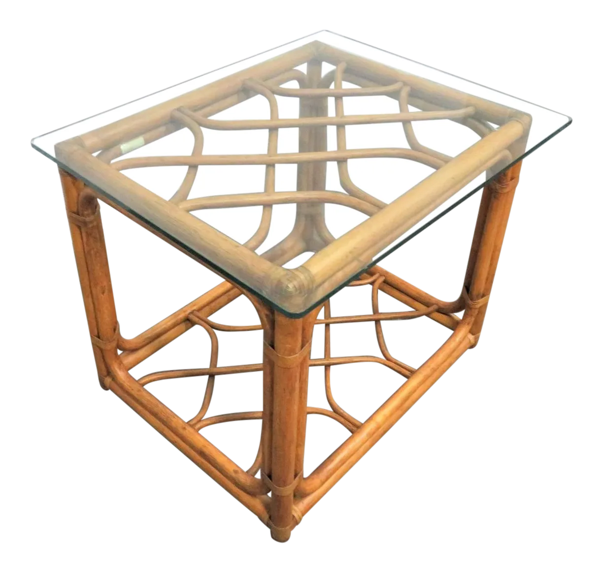 MidCentury Modern Brown Jordan Rattan Side Table Chairish