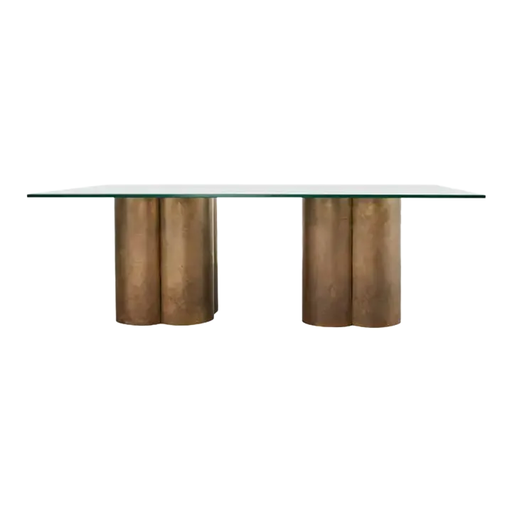 MidCentury Patinated Brass Quatrefoil Pedestal Dining Table Chairish