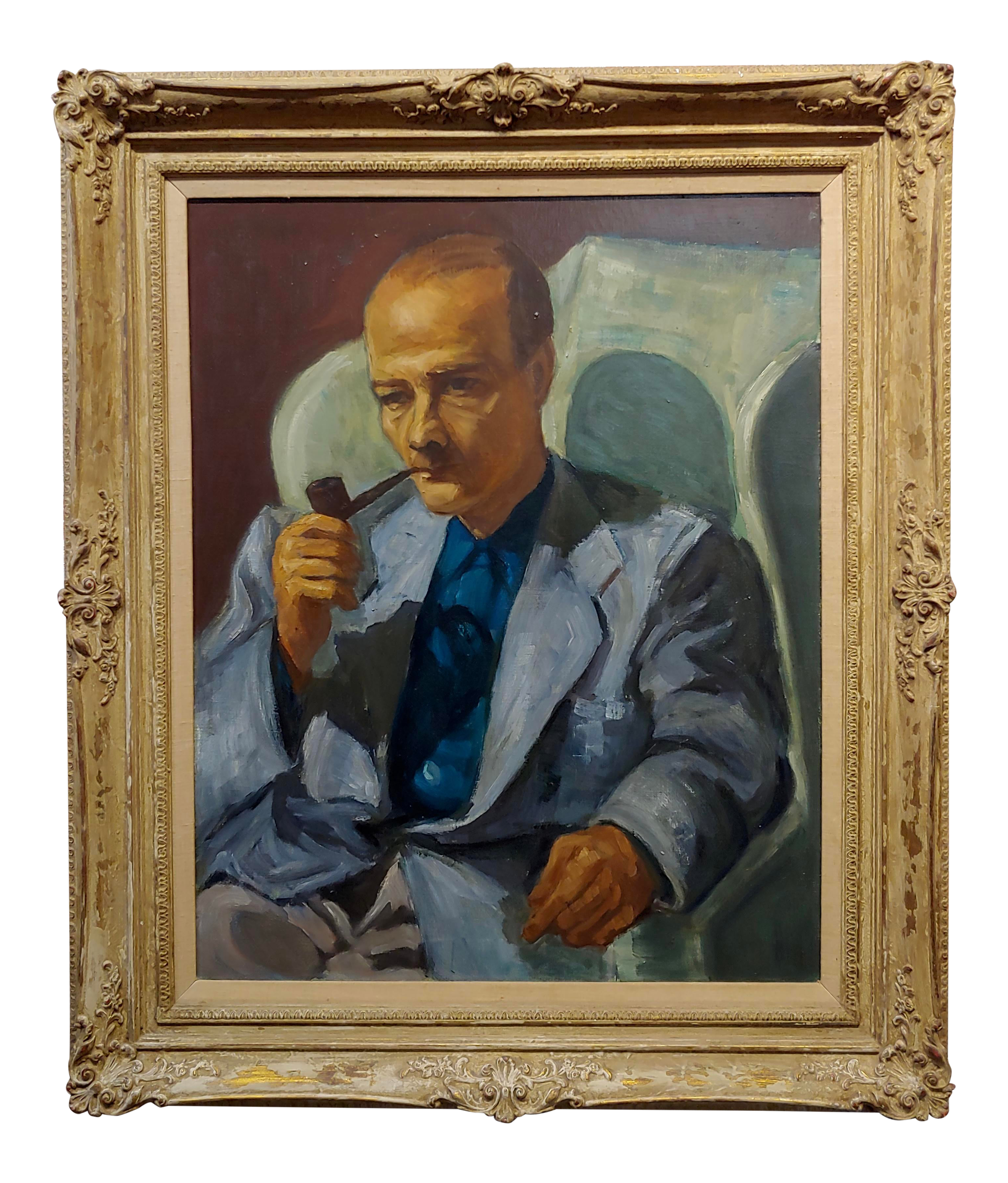 Edward G Robinson 1950s Portrait Of Actor Robert Keith American Regionalism Oil Painting Chairish
