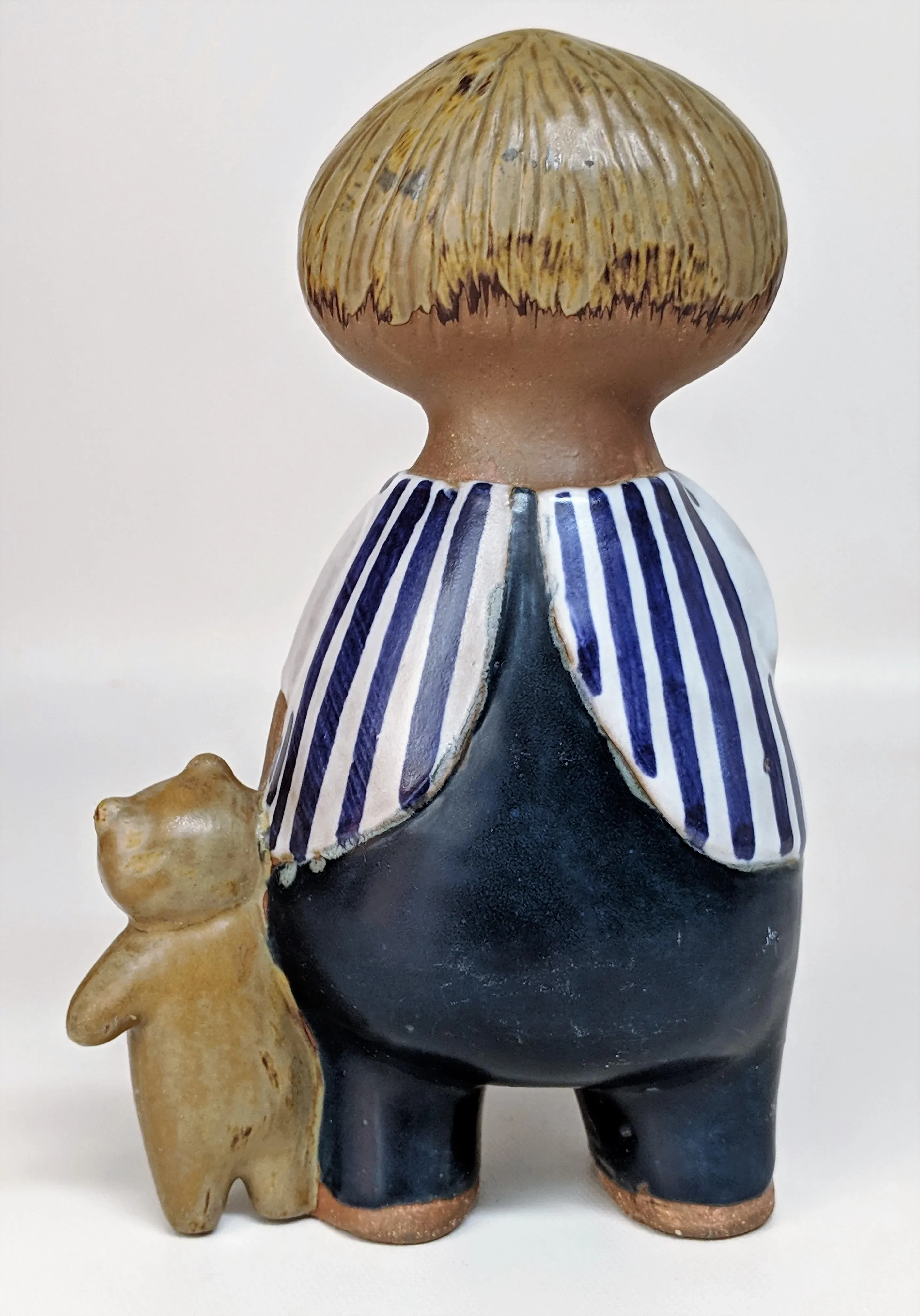 Lisa Larson Gustavsberg Sweden Malin Boy With Teddy Bear Figurine