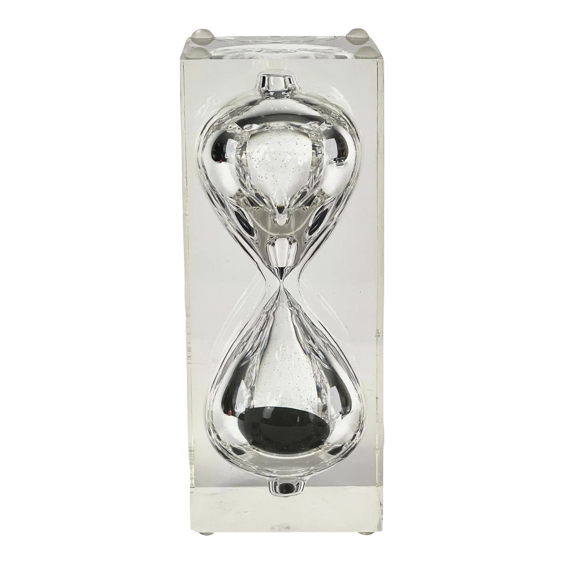 1970's Floating Hourglass in Lucite Sculpture Attributed To Pierre Giraudon Chairish