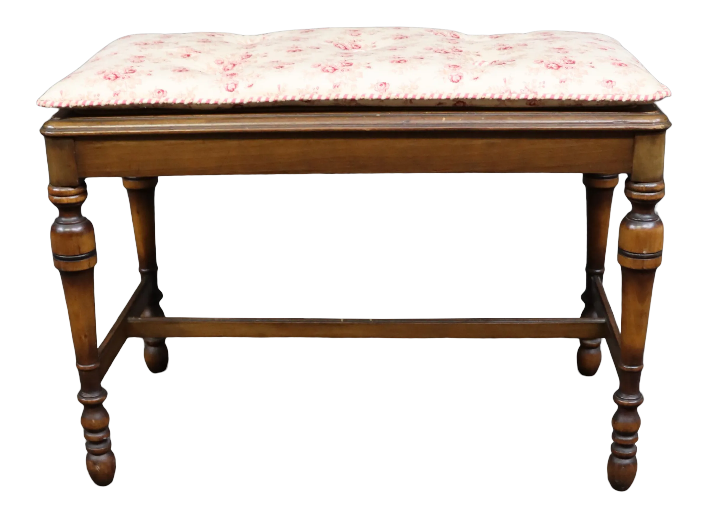Jacobean Style Walnut Tufted Vanity Bench Chairish