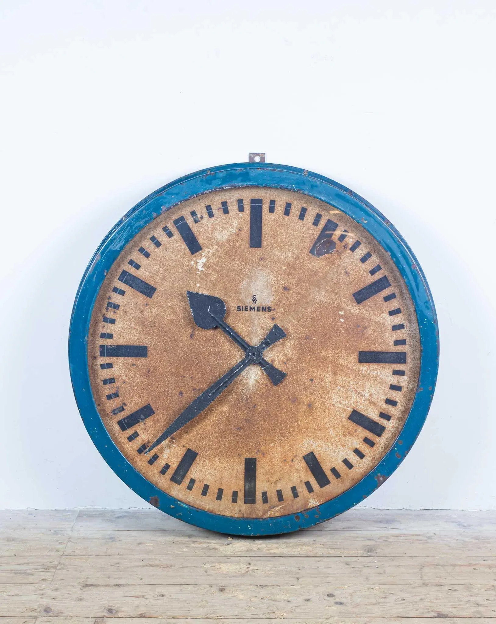 Very Large Blue Clock from Siemens, 1950s | Chairish