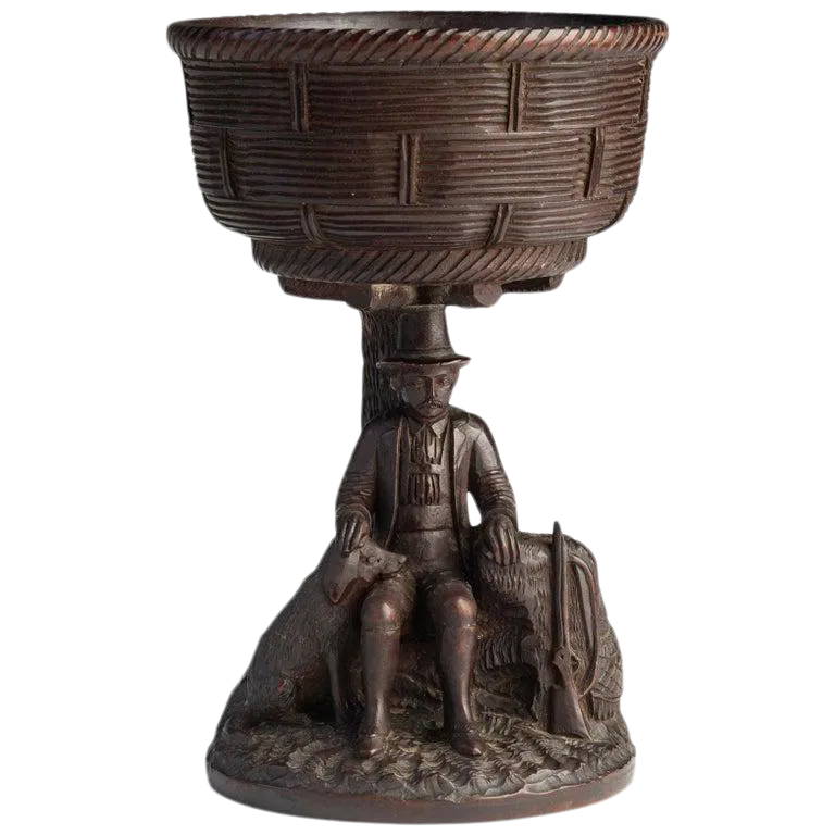 Black Forest Carved Walnut Hunting Presentation Cup | Chairish