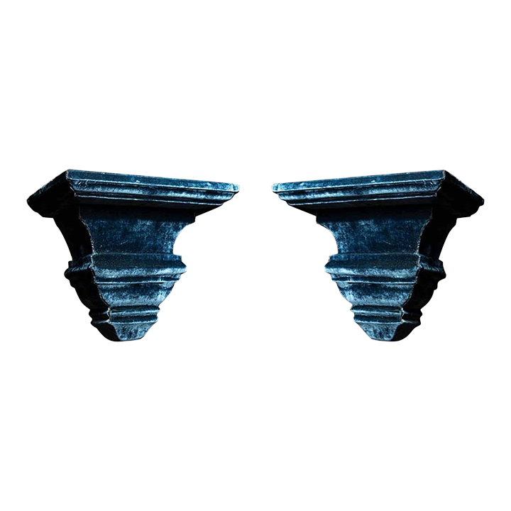 Blue Velvet Wall Shelves or Brackets A Pair Chairish