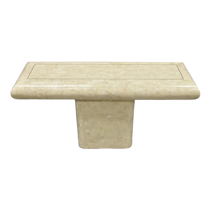 Vtg Maitland Smith Tessellated Stone Inlay Modern Pedestal Console Hall Table Chairish