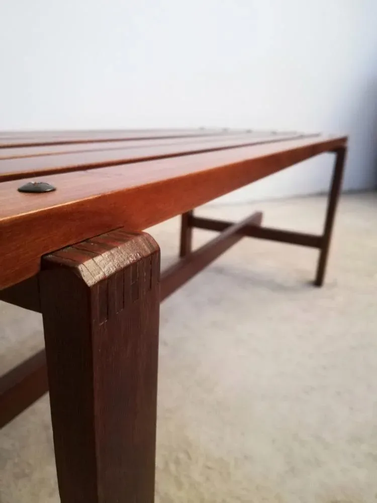 Mid-Century Solid Teak Bench by Ezio Longhi for Elam