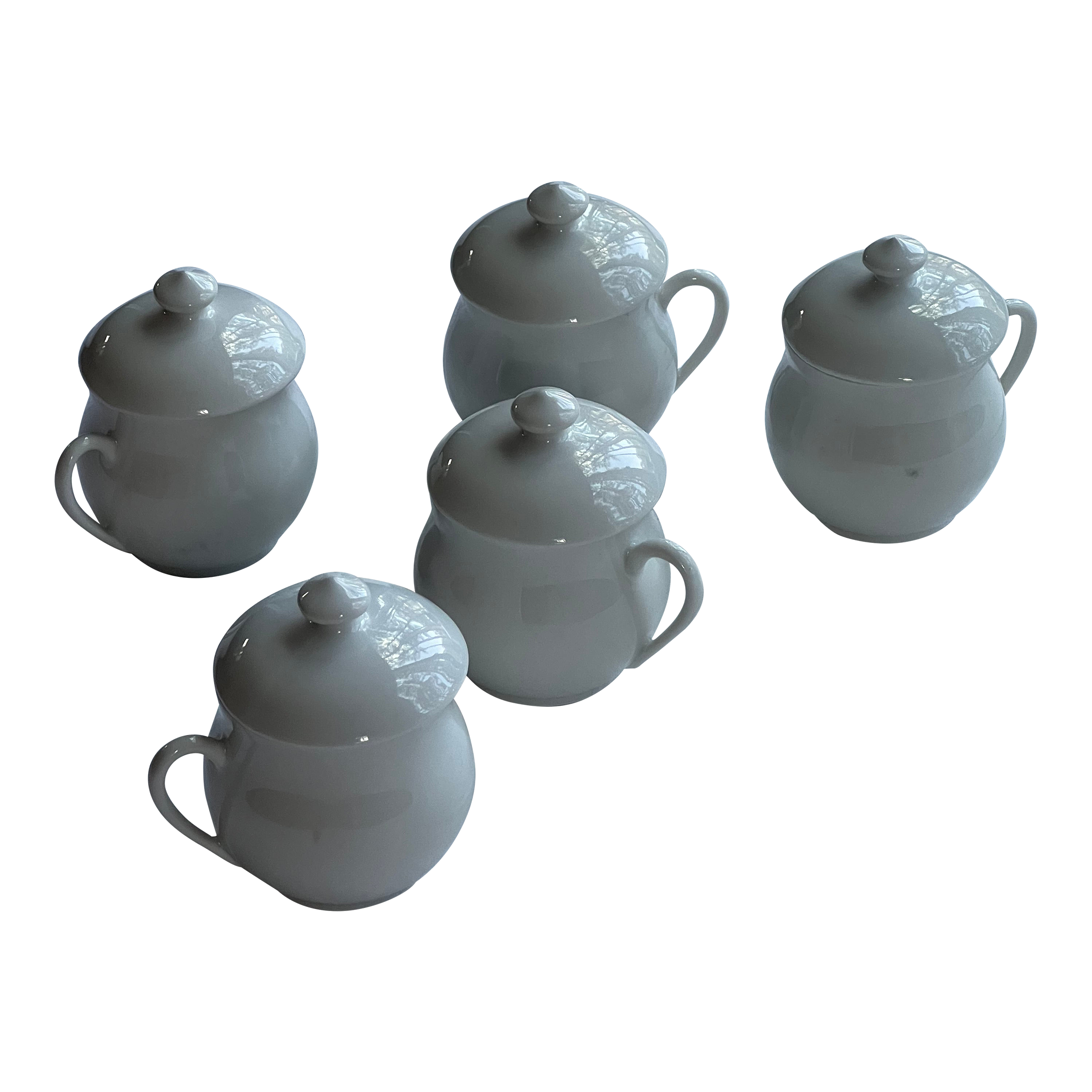 Vintage Apilco Porcelaine France Pot De Creme With Lid Set of