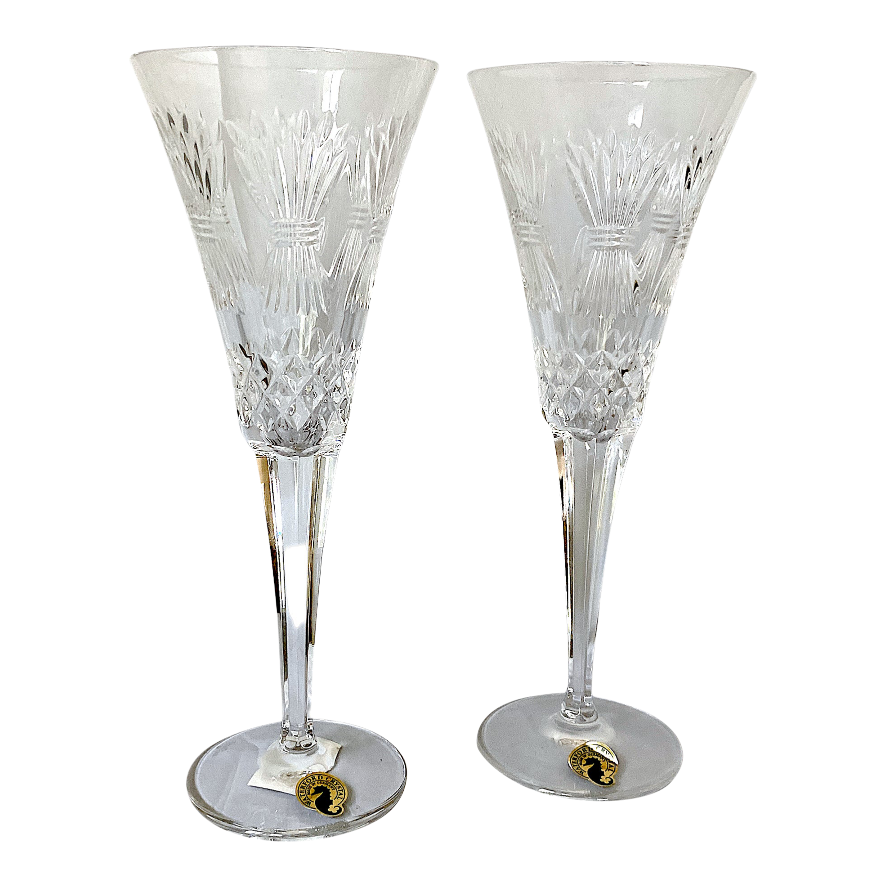2000s Waterford Crystal Millennium Prosperity Toasting Flutes a Pair