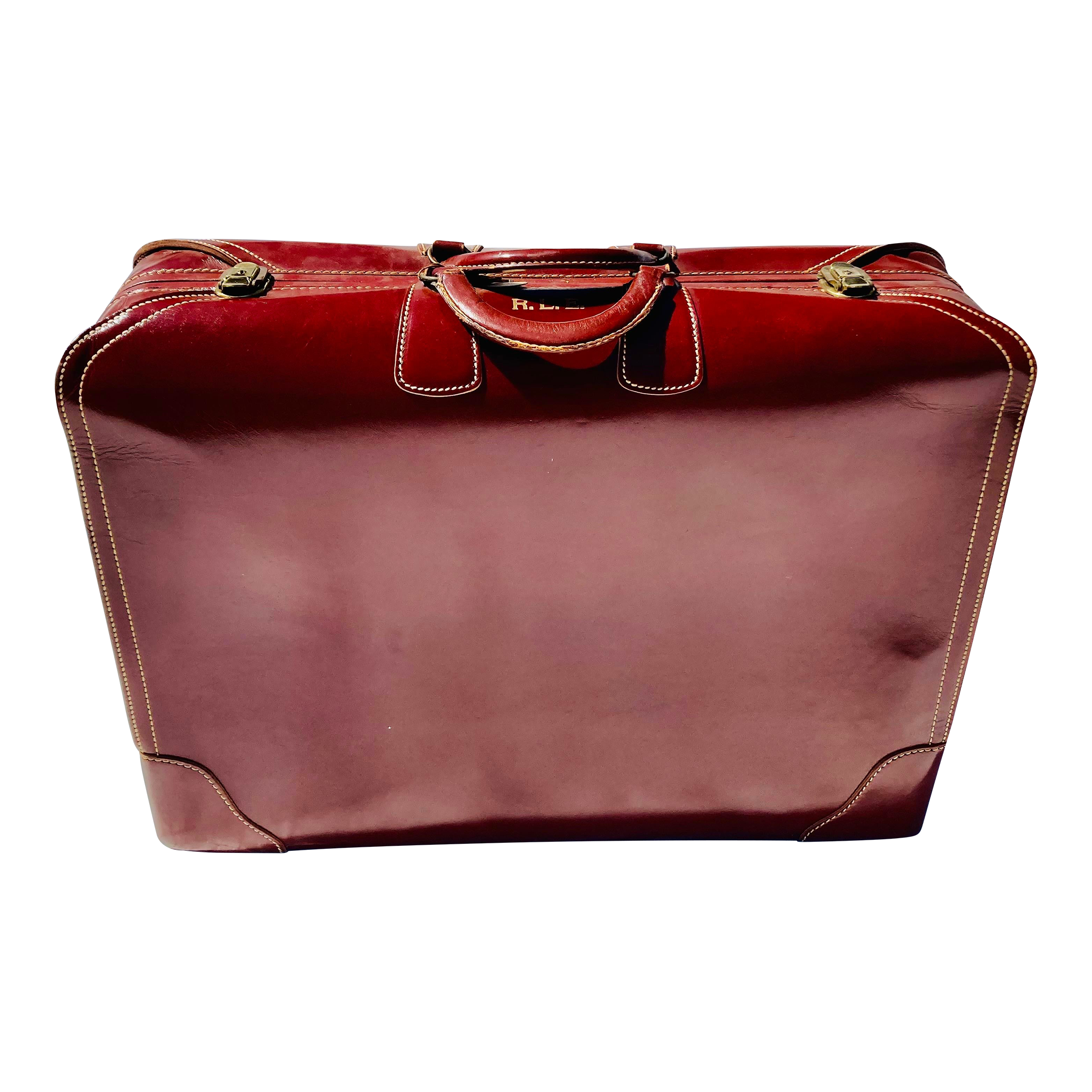 1960's Vintage Midcentury Burgundy Leather Suit Carrier 1960's Vintage Midcentury Burgundy Leather Suit Carrier