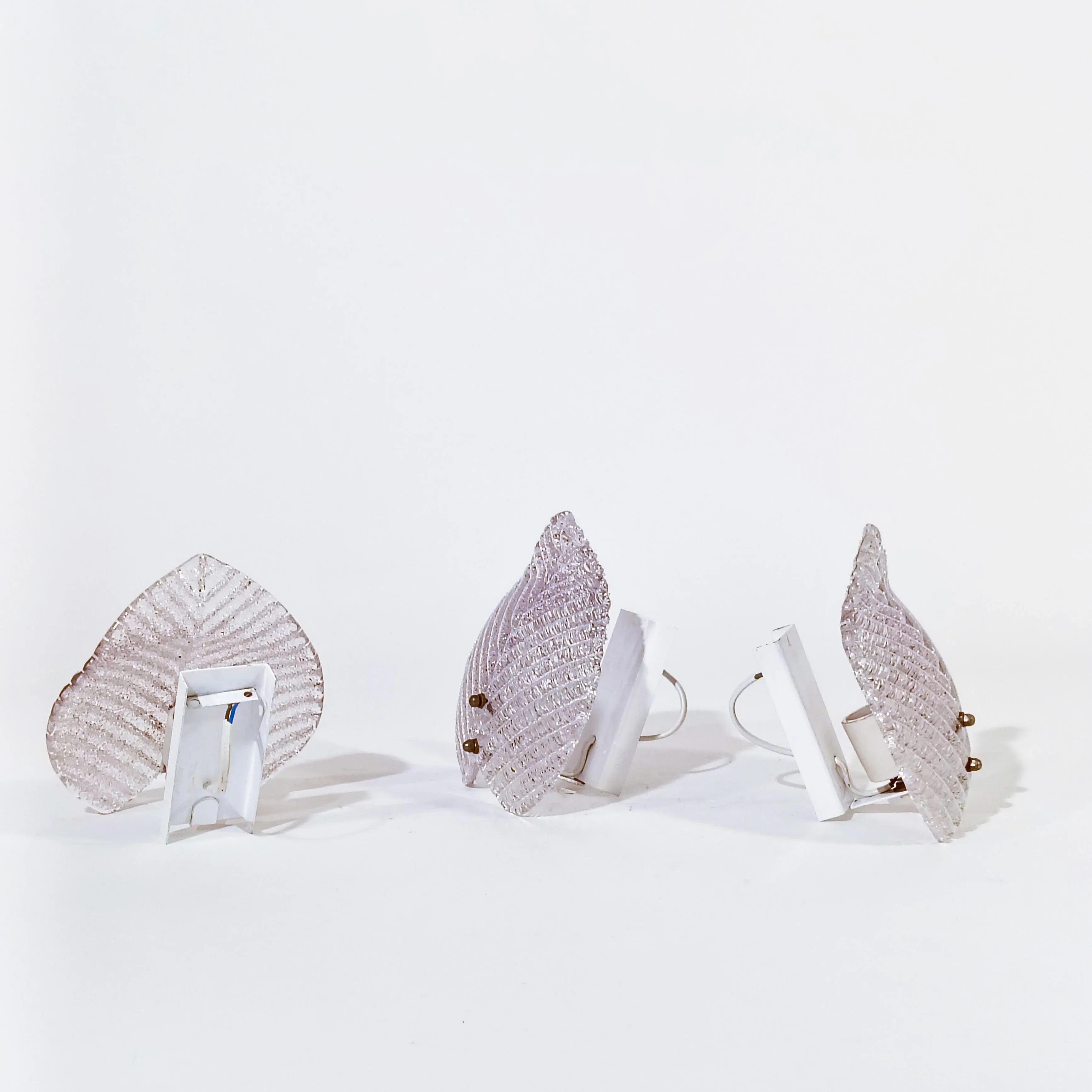 Italian Murano Glass Leaf Sconces from Mazzega, 1970s, Set of 3