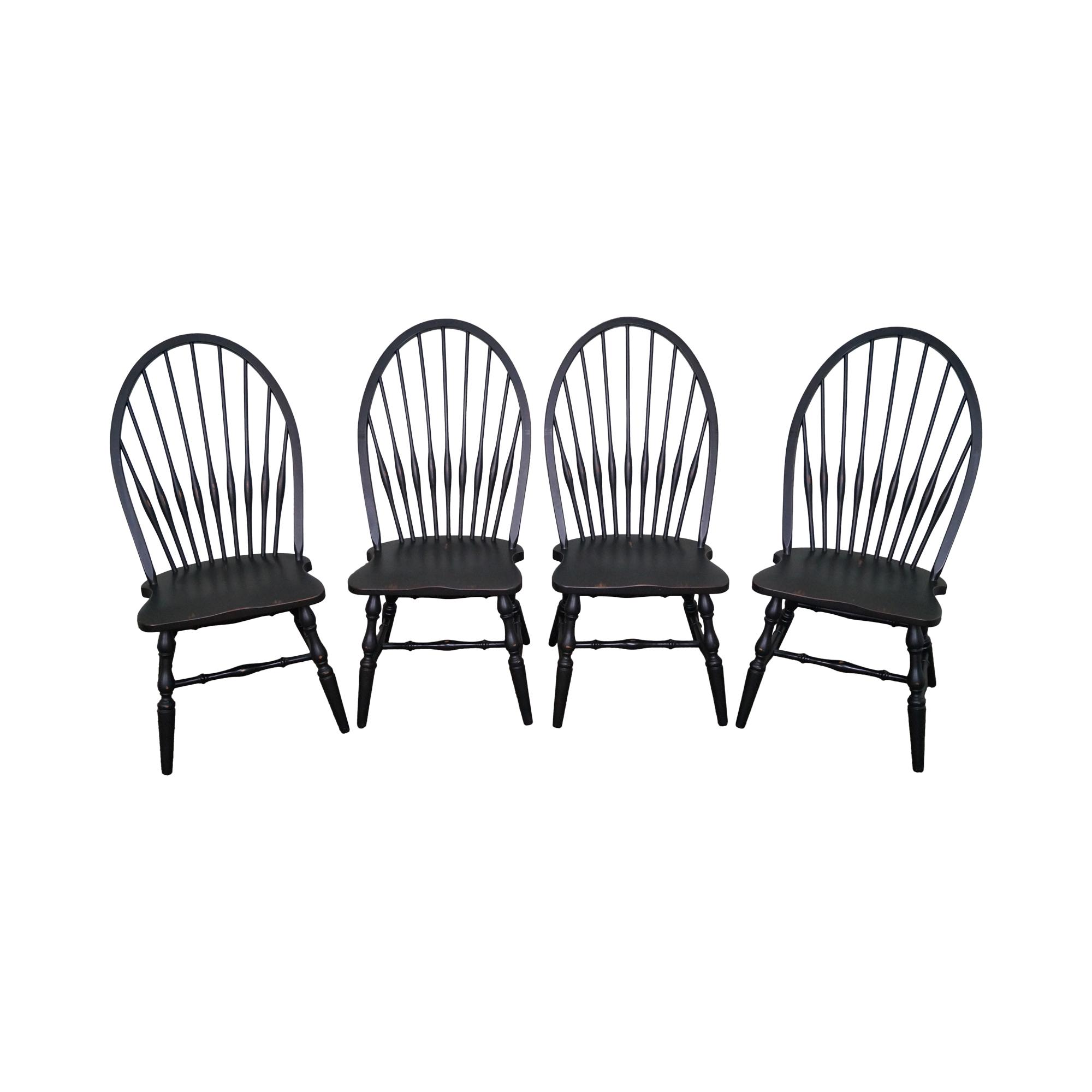 Restoration Hardware Black Painted Windsor Dining Chairs Set Of