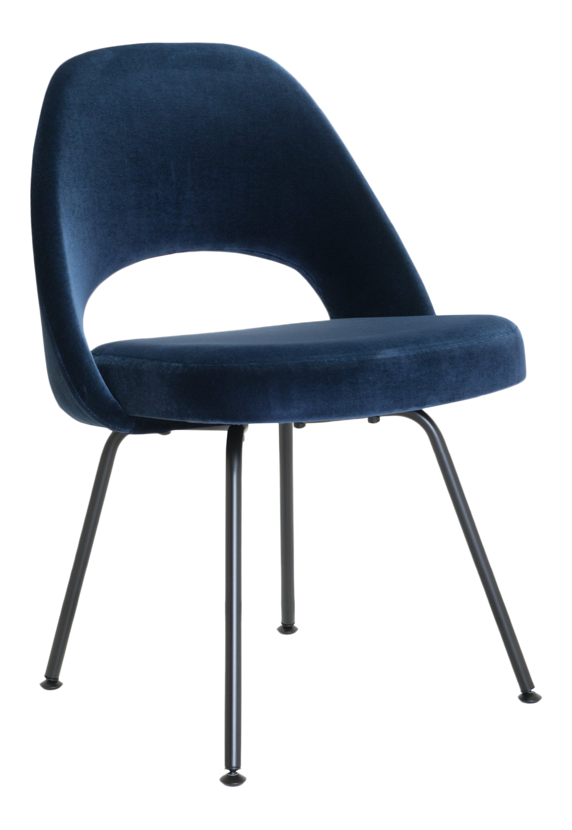 Saarinen Executive Armless Chairs in Navy Velvet, Obsidian Matte Chairish