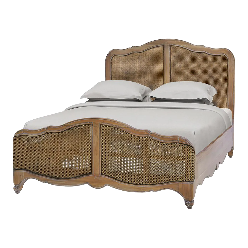 French Provincial Queen Bed Straw Wash Finish Chairish