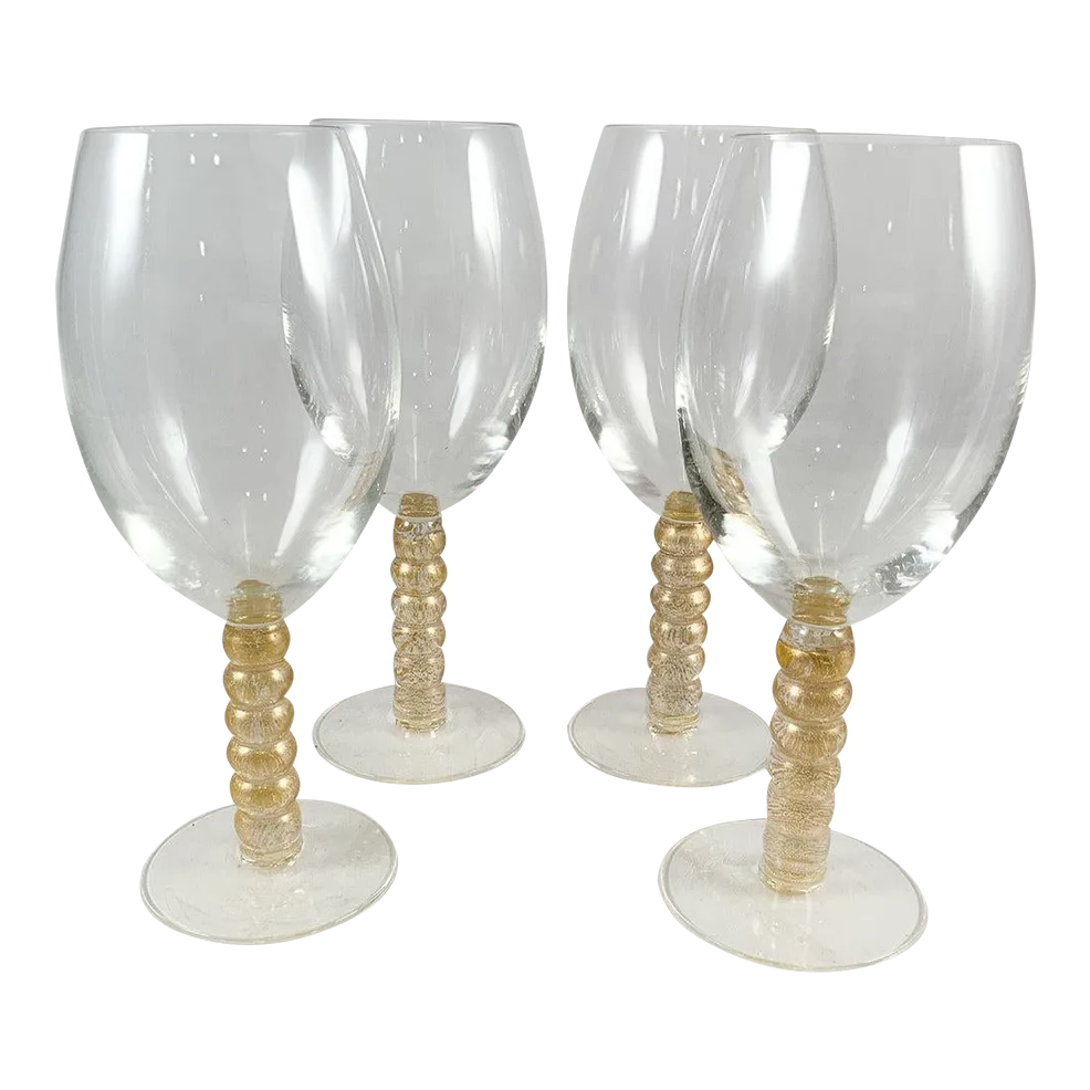 Vintage Union Street Glass Gold Stem Wine Glasses Set of 4 Chairish