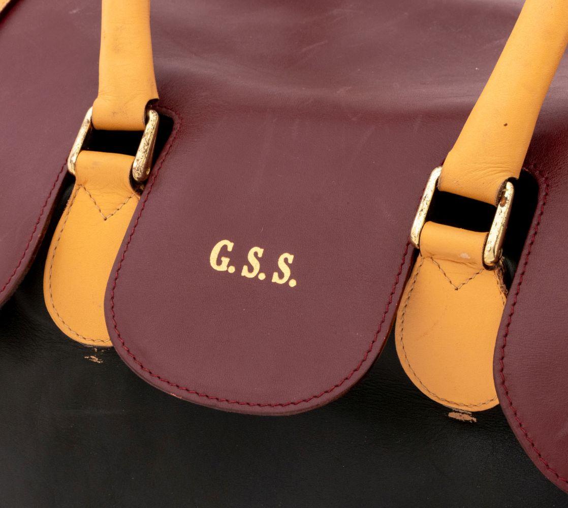 Giorgio Armani Color Block Leather Travel Bag | Chairish