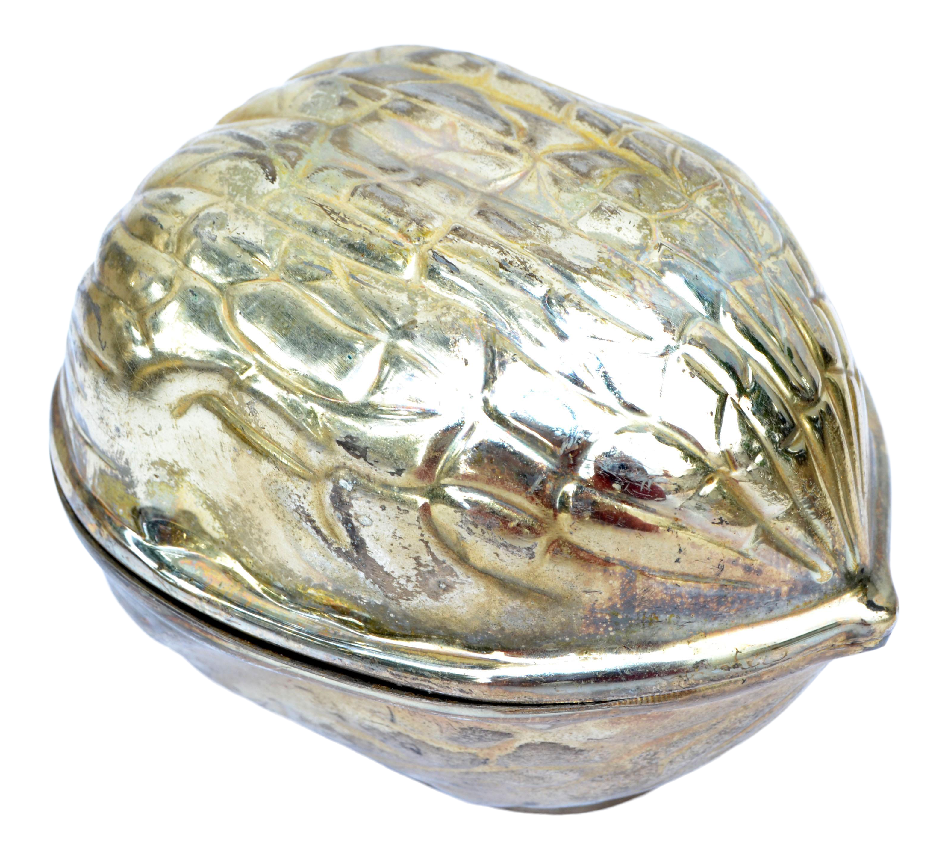 f.b. Rogers Gold Plate Walnut Shaped Trinket Box Keepsake