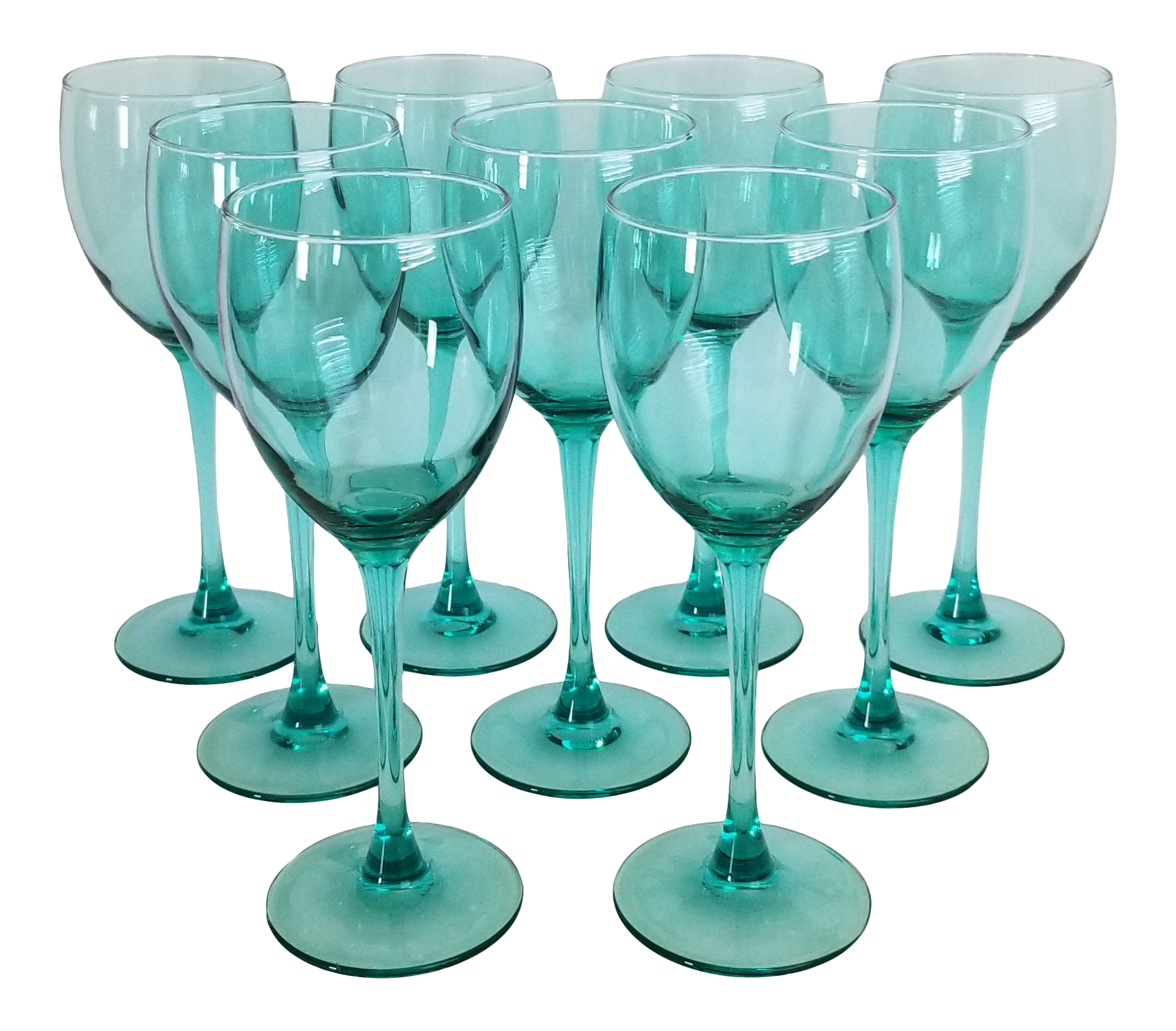 Late 20th Century Luminarc Aqua Teal Wine Glasses Set Of 9 Chairish late 20th century luminarc aqua teal wine glasses set of 9
