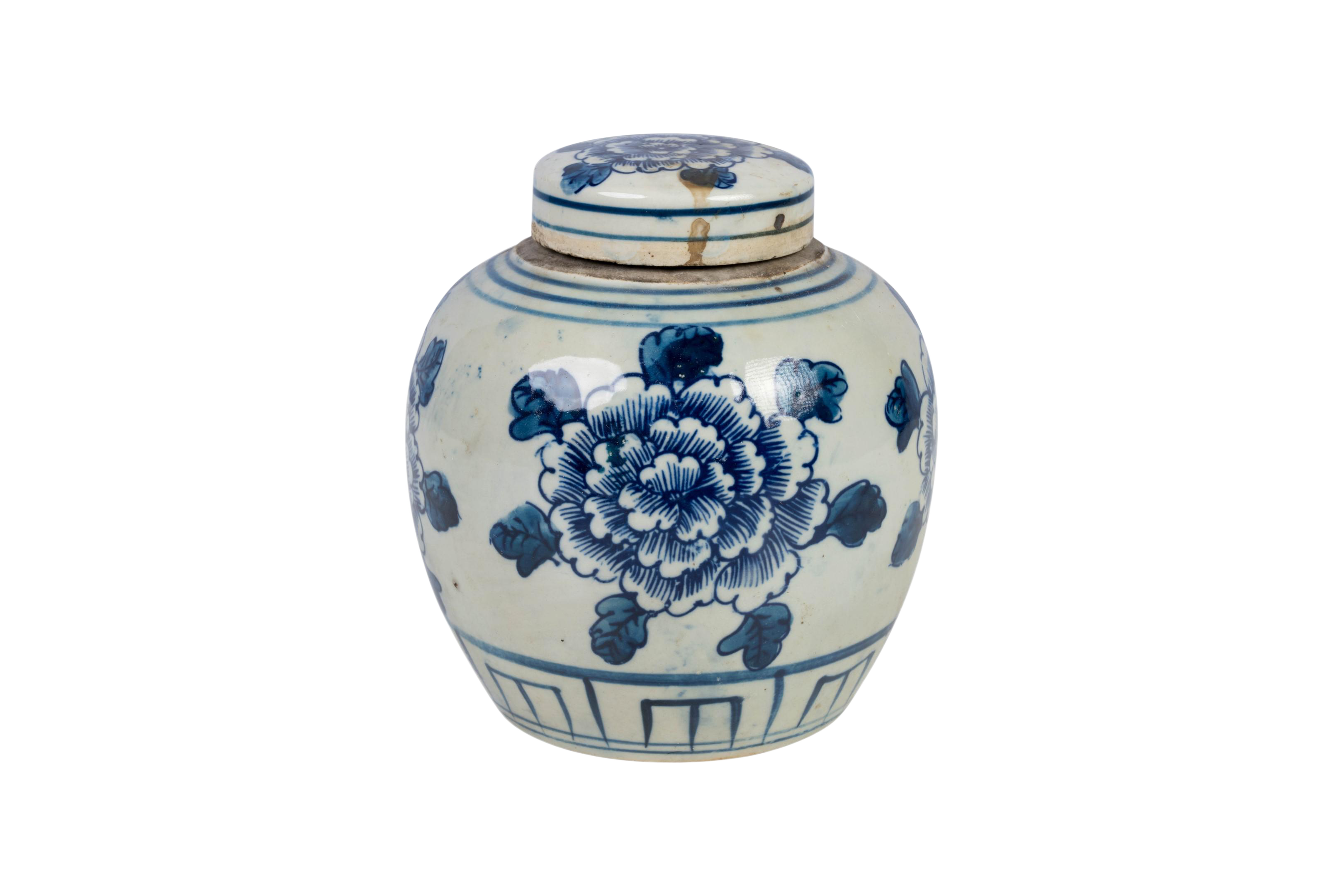 Blue and White Floral Flower Porcelain Ginger Jar Chairish