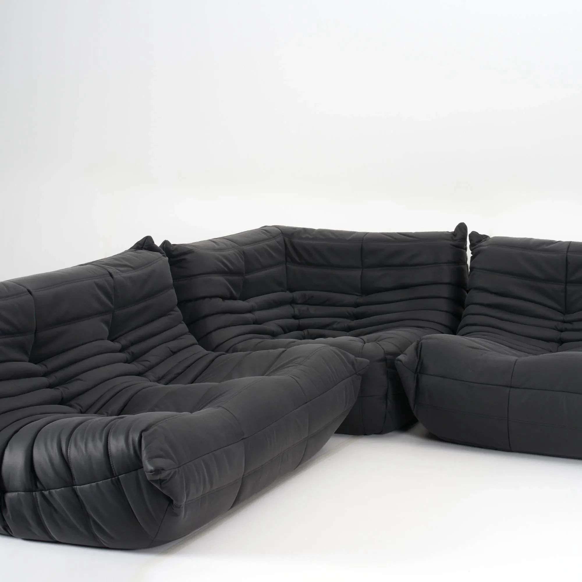 Authentic Ligne Roset Togo 5-Piece Sectional Set in Monolith Black