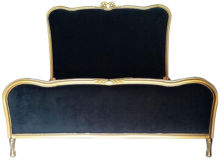 French Black & Gold Queen Bedframe Chairish