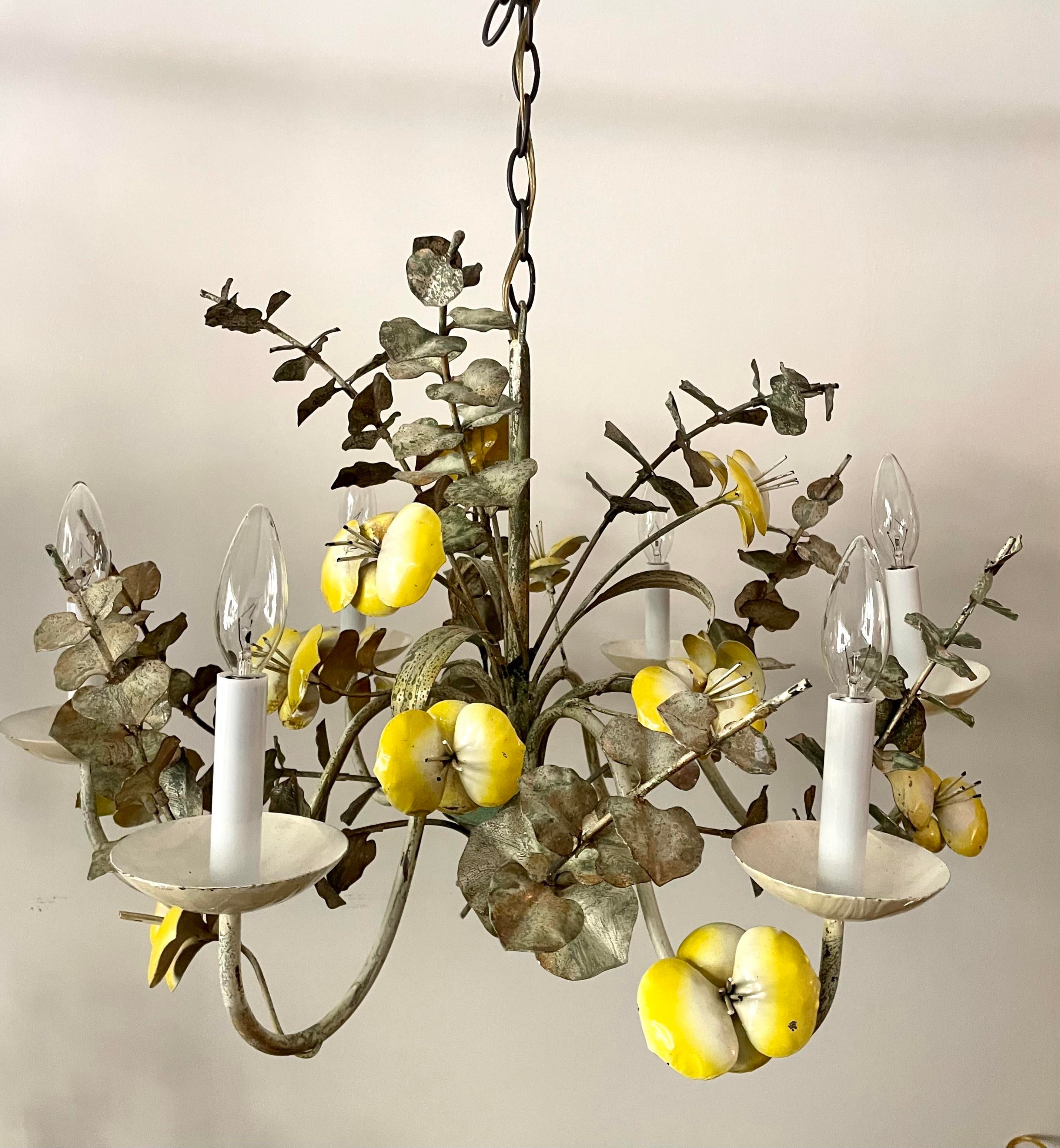Vintage tole sale chandelier