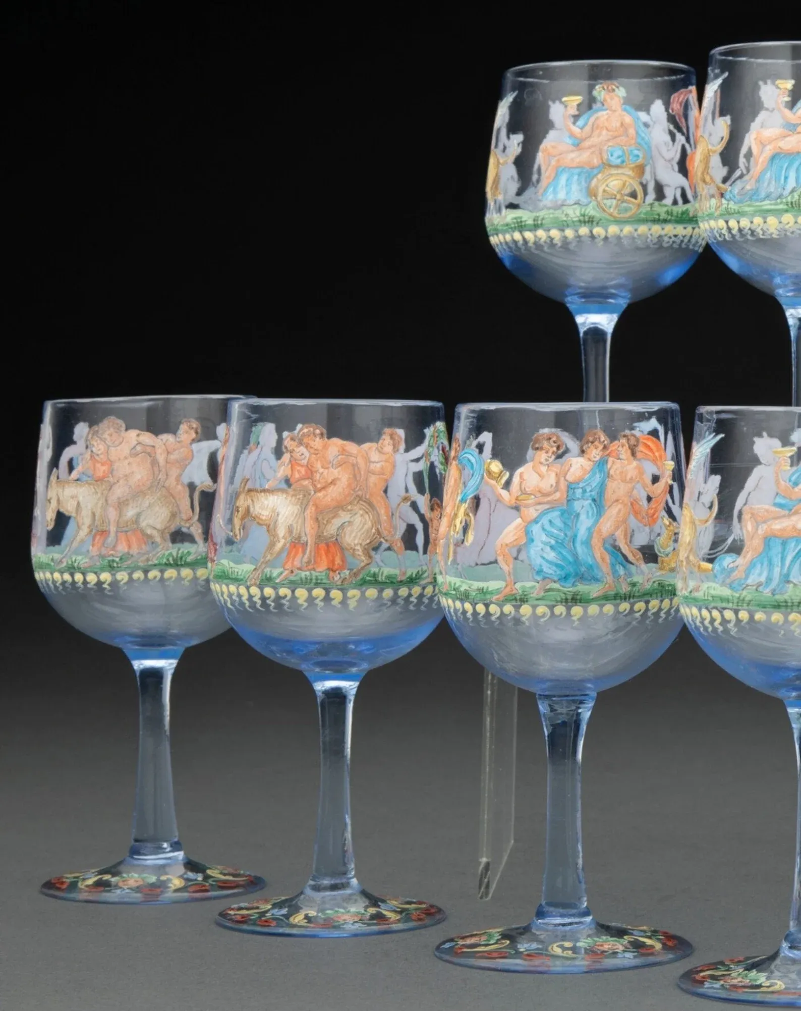 Rare 19th C. Venice & Murano Glass Salviati Attrib Enameled