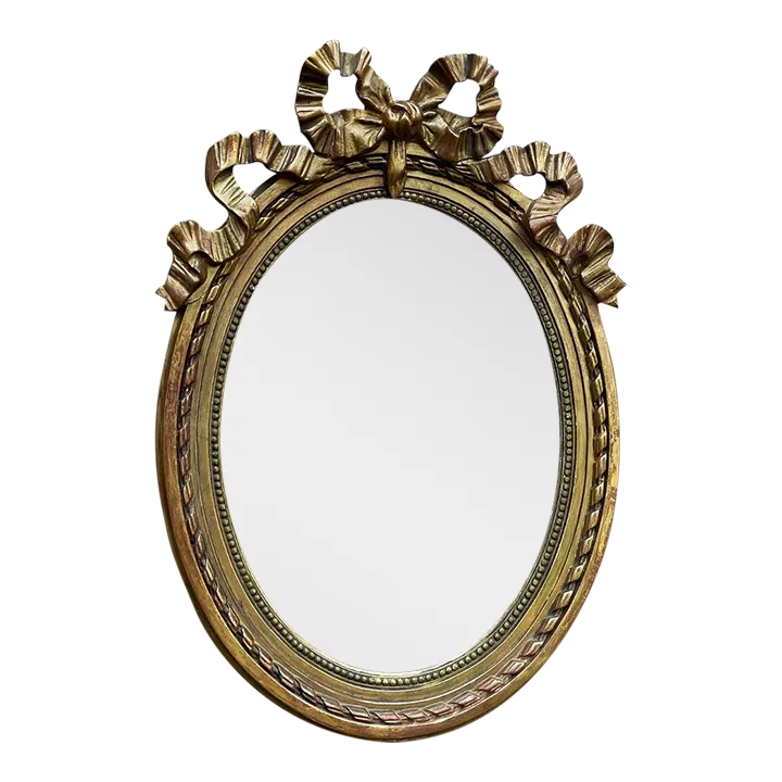 Antique Italian Louis Xvi Oval Giltwood Powder Room Mirror Chairish