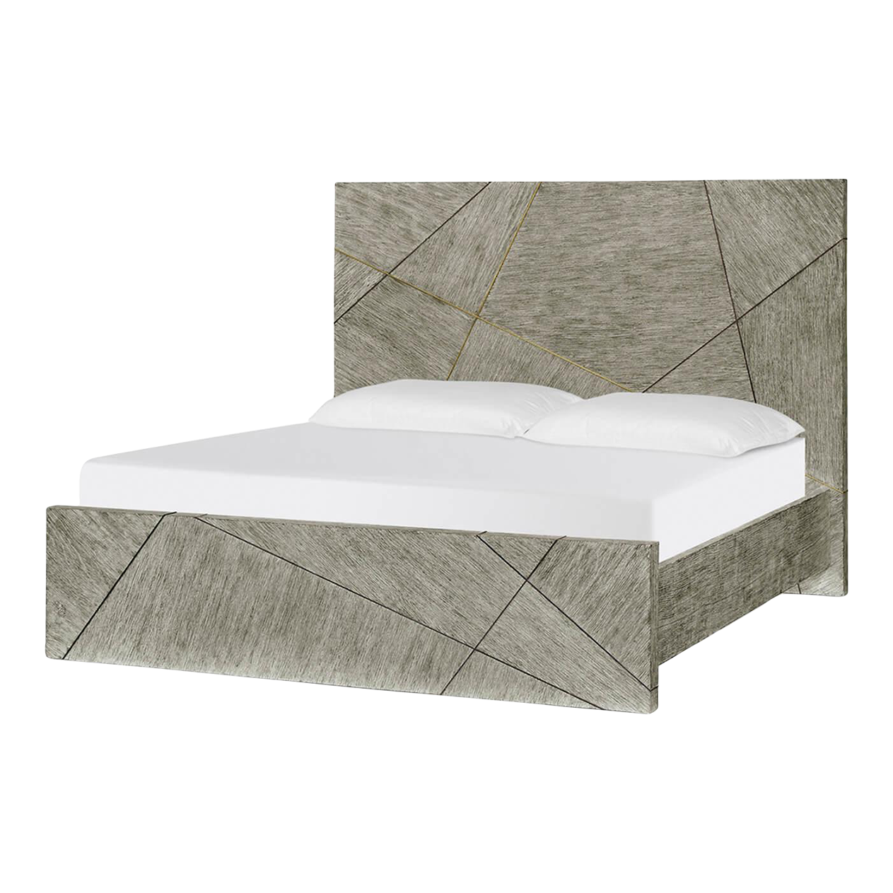 French Modern Greyed Oak King Bed Chairish