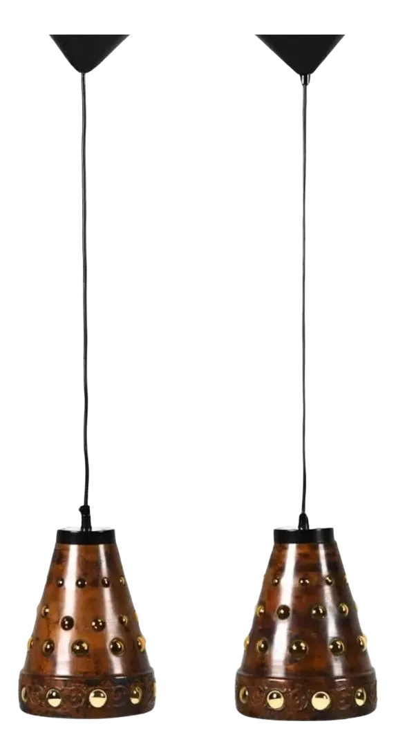 Nanny Still for RAAK, Pair of Copper and Glass Pendant Lights