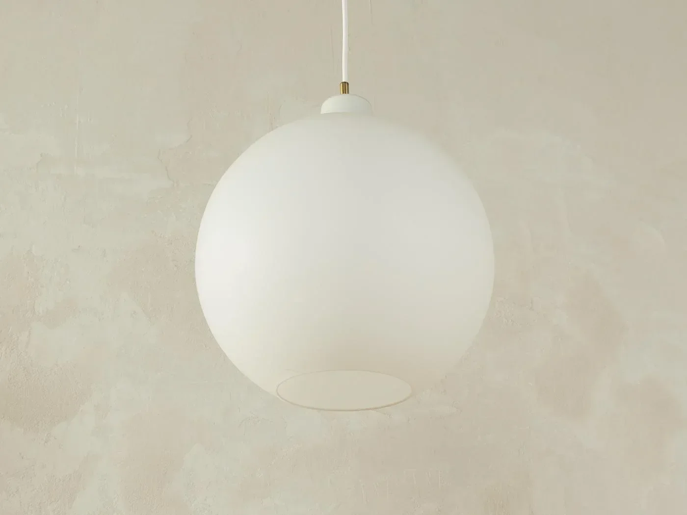 Round Pendant Lamp in Frosted Glass, 1960s