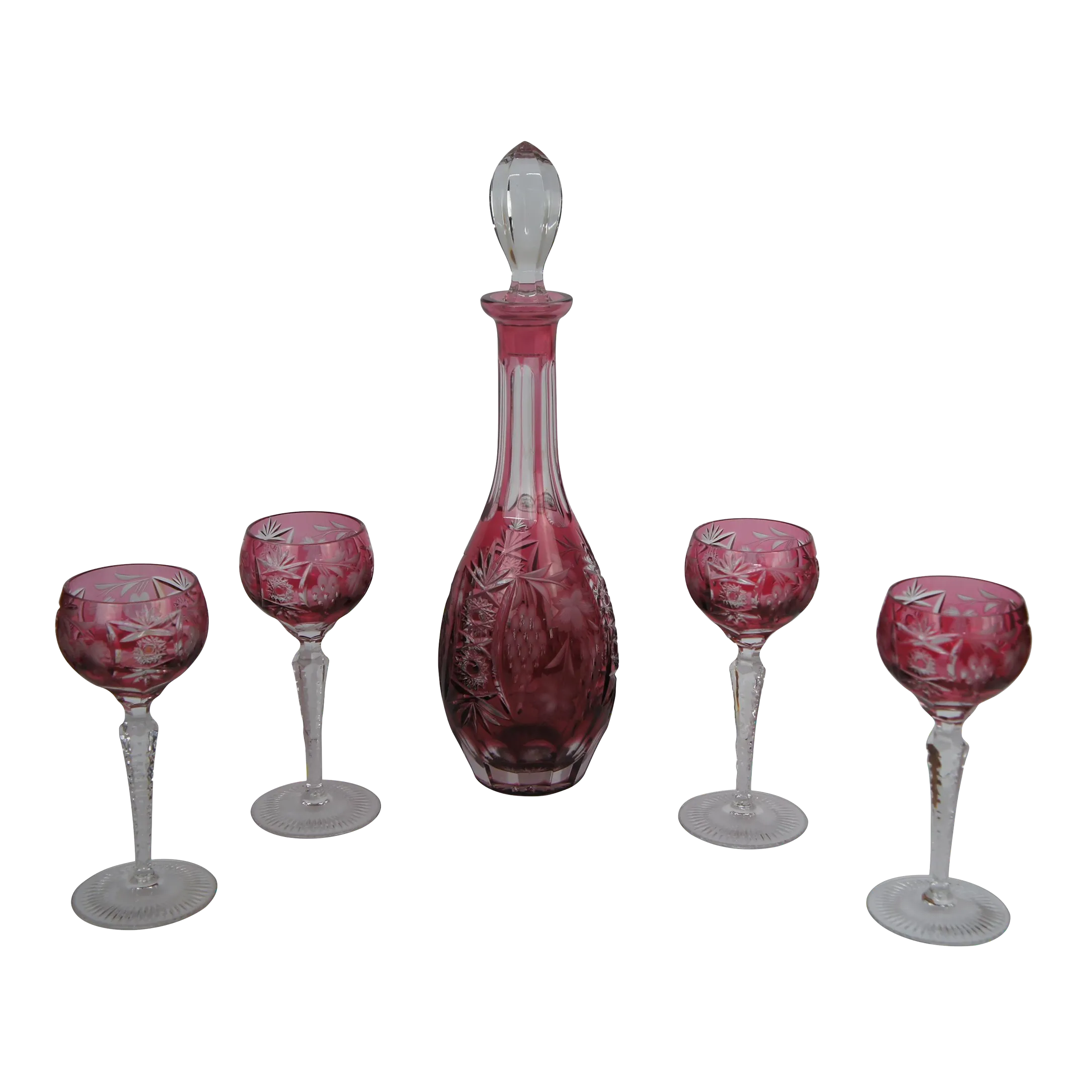 Vintage Nachtmann Traube Bohemian Cranberry Cut Clear Crystal