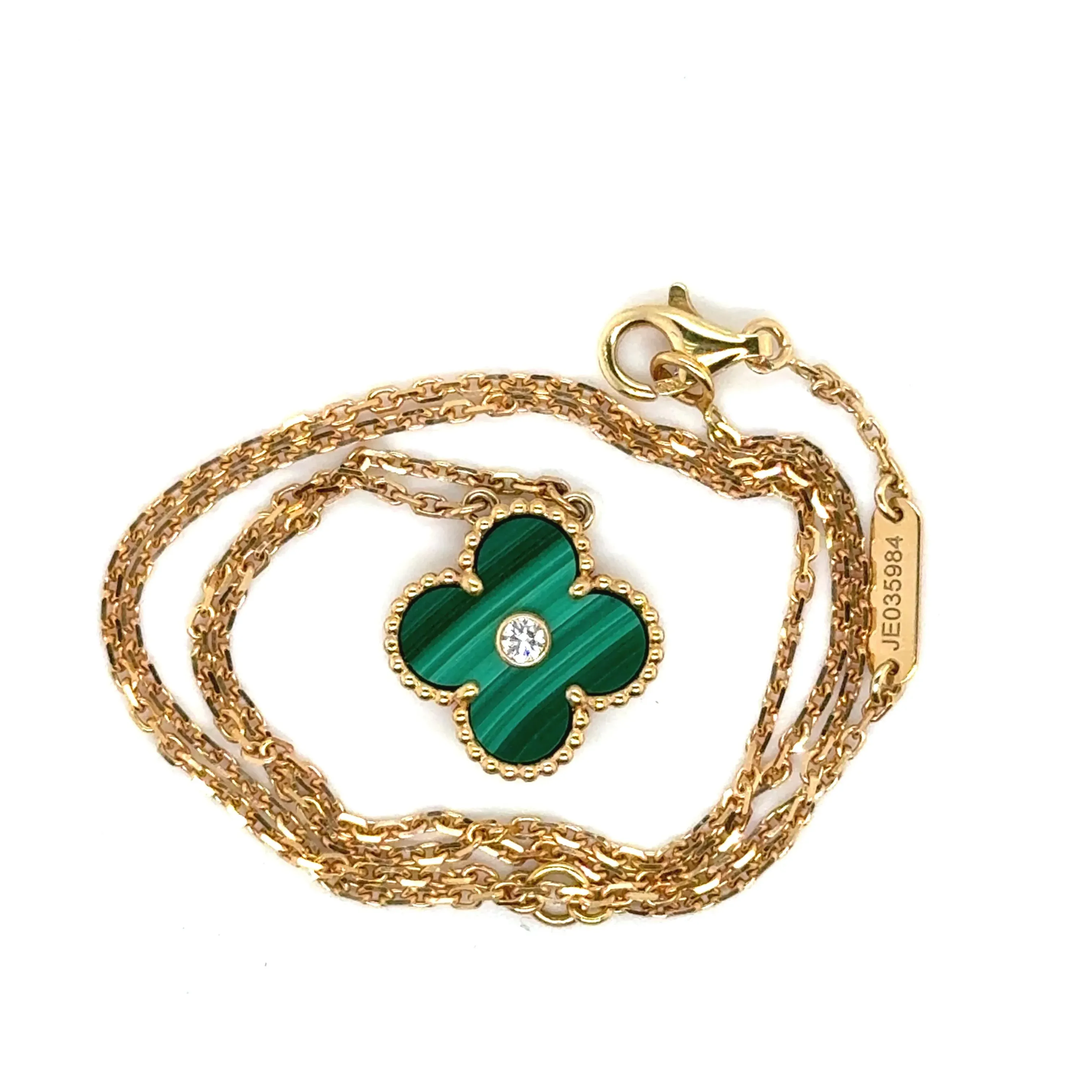 Van Cleef & Arpels 18k Yellow Gold & Malachite Alhambra Necklace