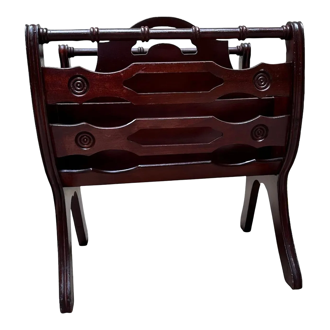 Mid 20th Century Butler Style 855 Mahogany Wood Magazine Rack | Chairish