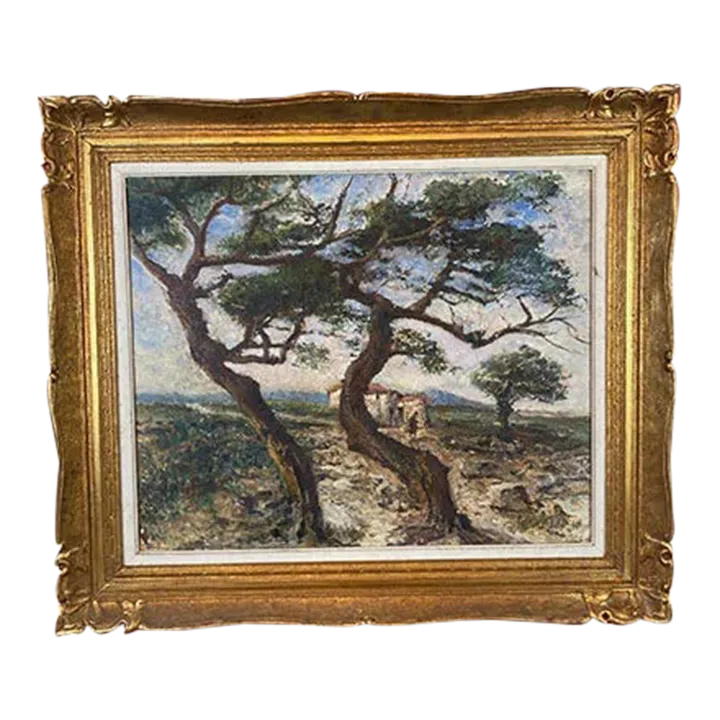 1920s French Landscape Oil Painting on Canvas, Framed Chairish