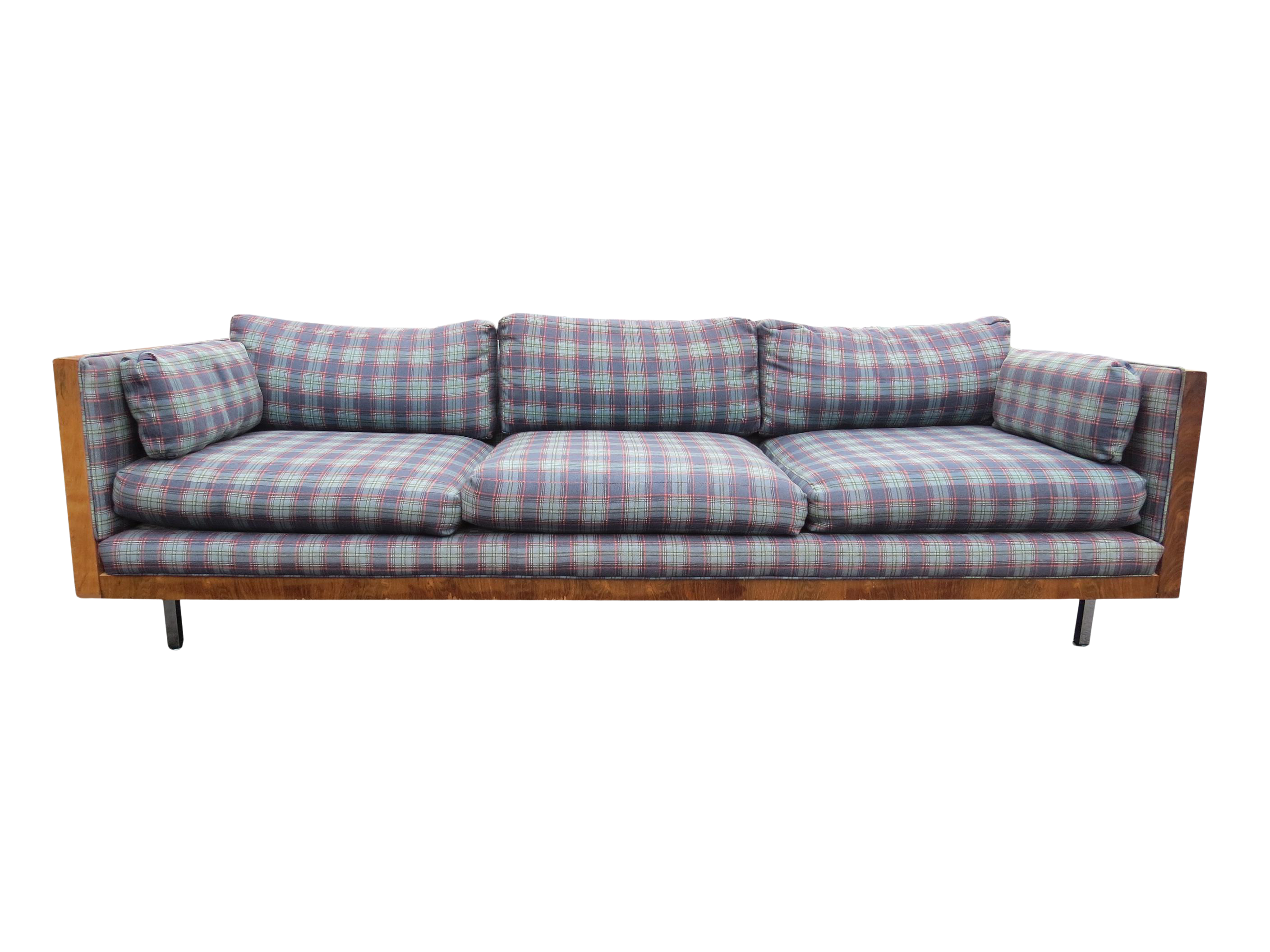 1960s Vintage Milo Baughman Style Floating Rosewood Case Sofa