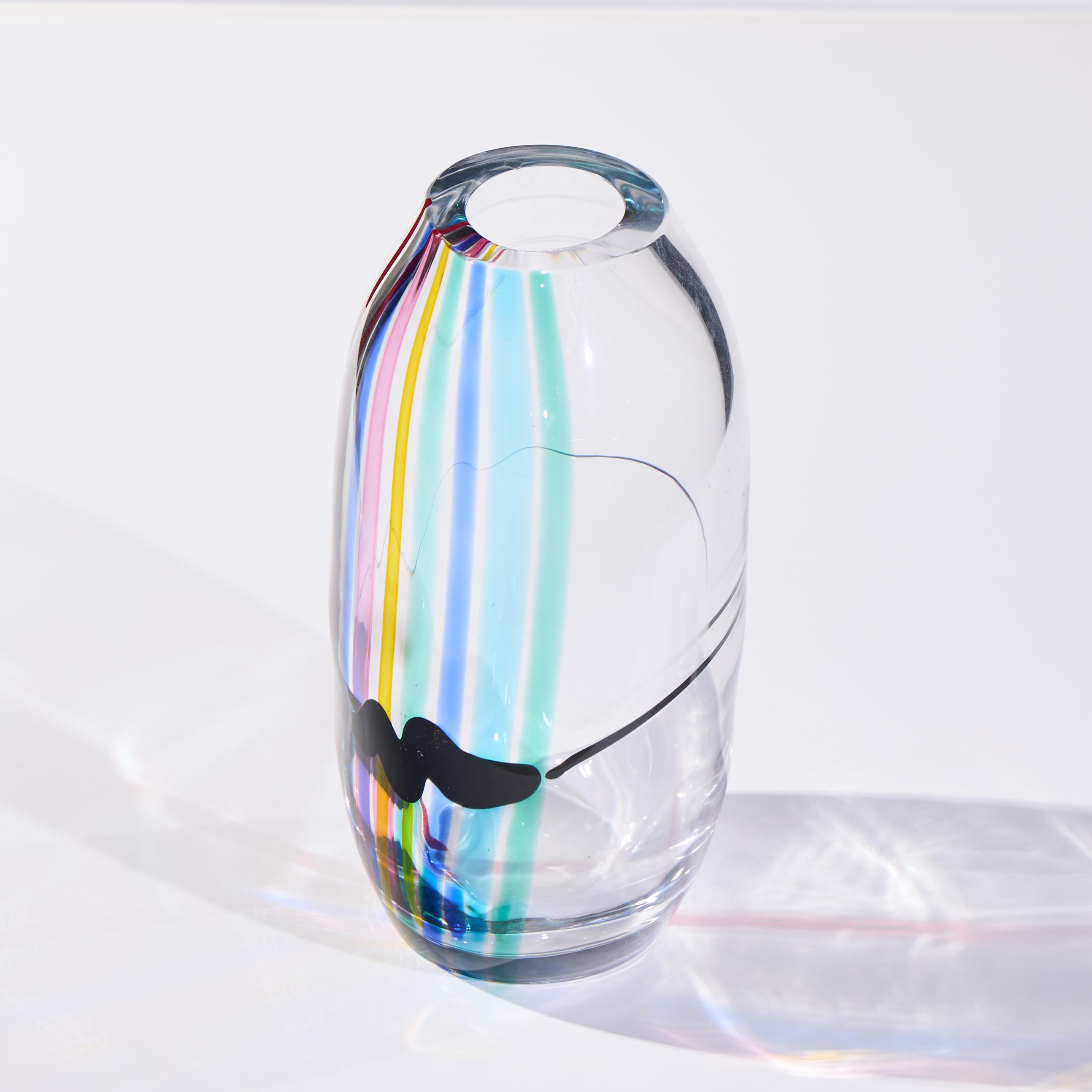 Livio Seguso for Seguso Av Oggetti Italian Murano Glass Rainbow Vase