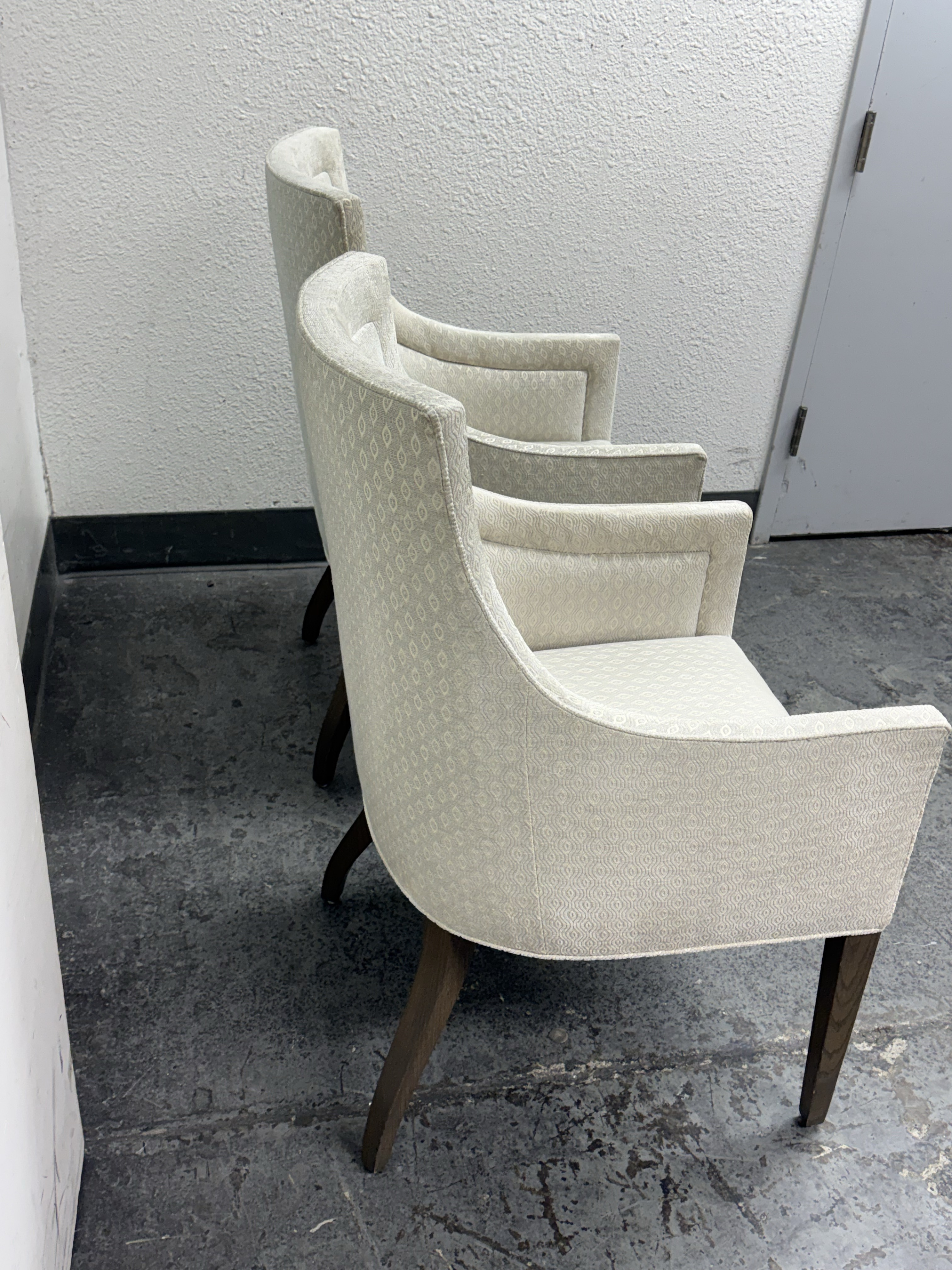 Custom Design Slope Arm Chairs, Pair