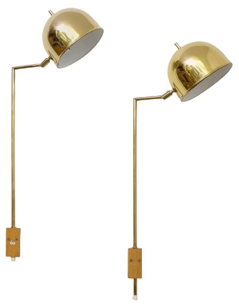 Swedish Model G-075 Wall Lamps in Brass from Bergboms, 1960s, Set of 2