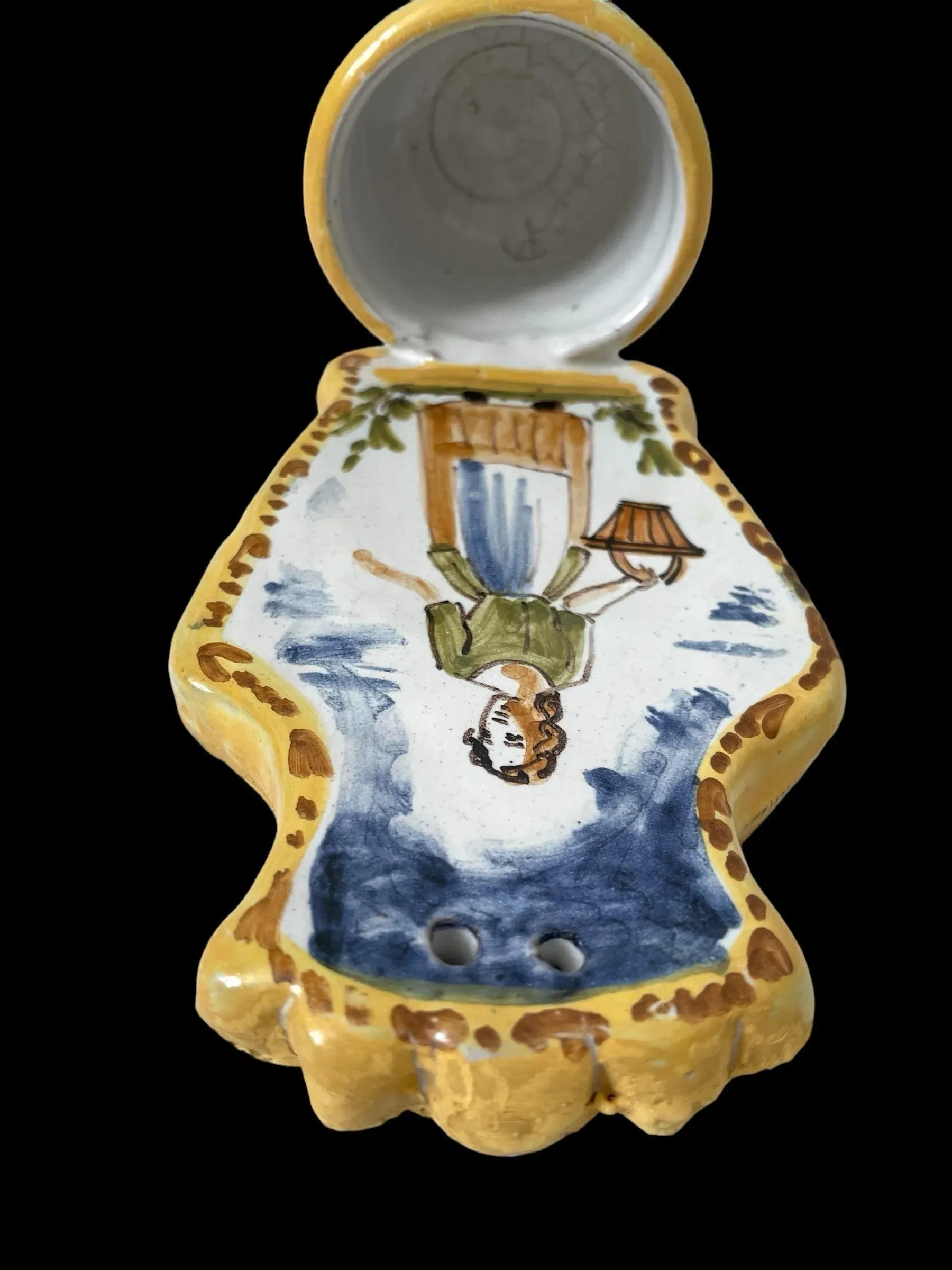Vintage Catalonian Hand-Painted Holy Water Dispenser