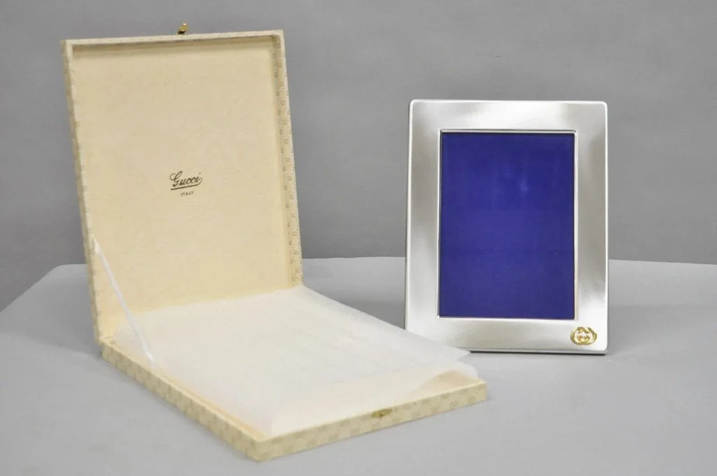 Vintage Gucci Italy Brushed Silver Gold Double G Monogram Photo 