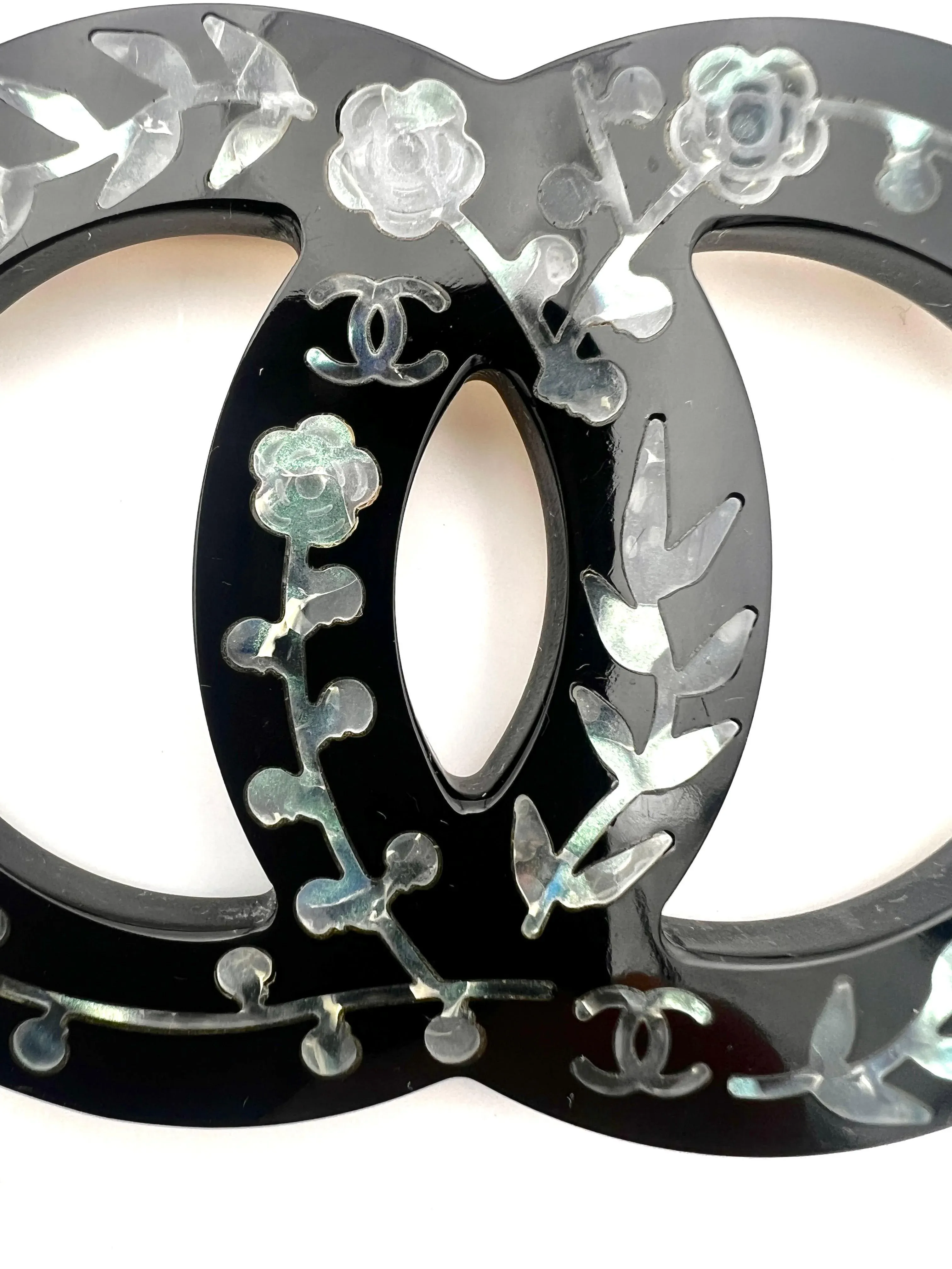 Chanel Paris Brooch Fall 2010 Massive Cc Black Resin | Chairish