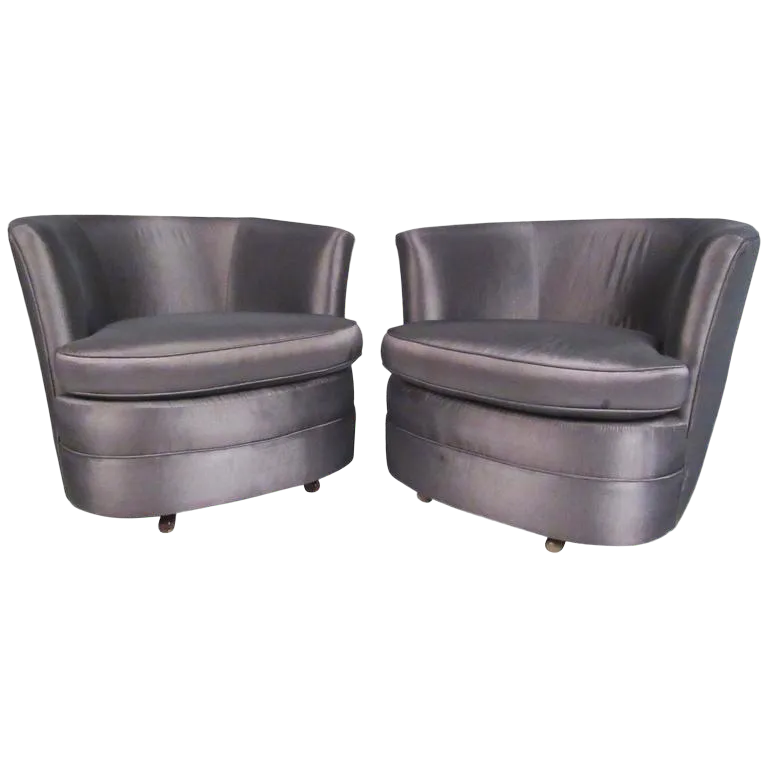 MidCentury Modern Barrel Back Swivel Club Chairs a Pair Chairish