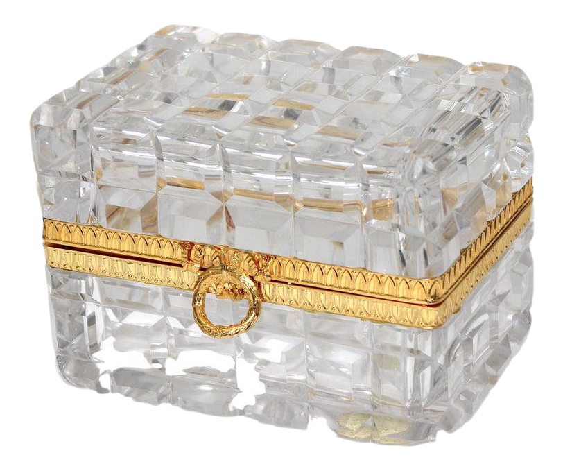 MidCentury Baccarat Style Jewelry Casket or Box Hand Cut Lead Crystal