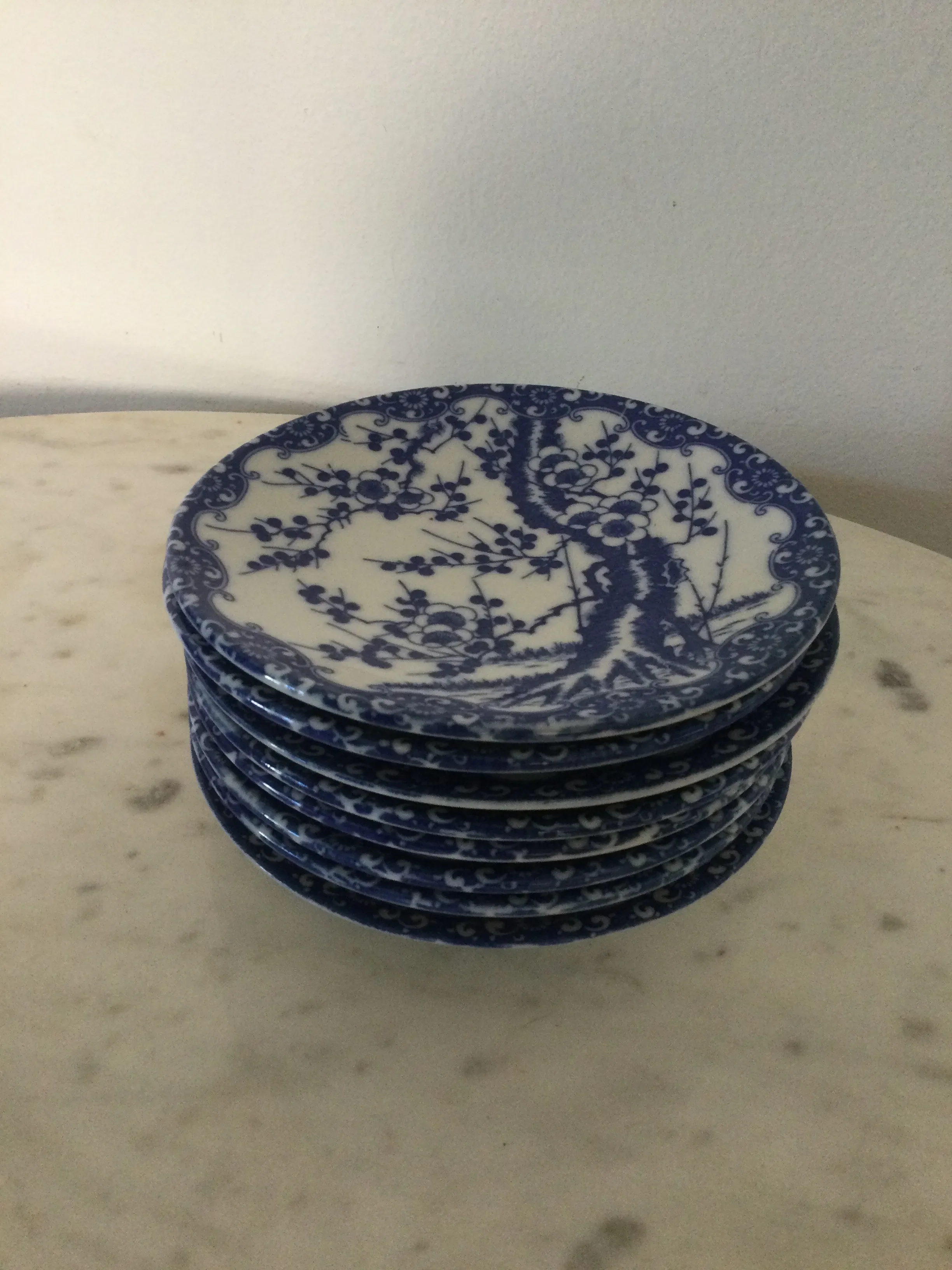 1950s Noritake Nippon Tokusei Sakura Blue Porcelain Cherry Blossom