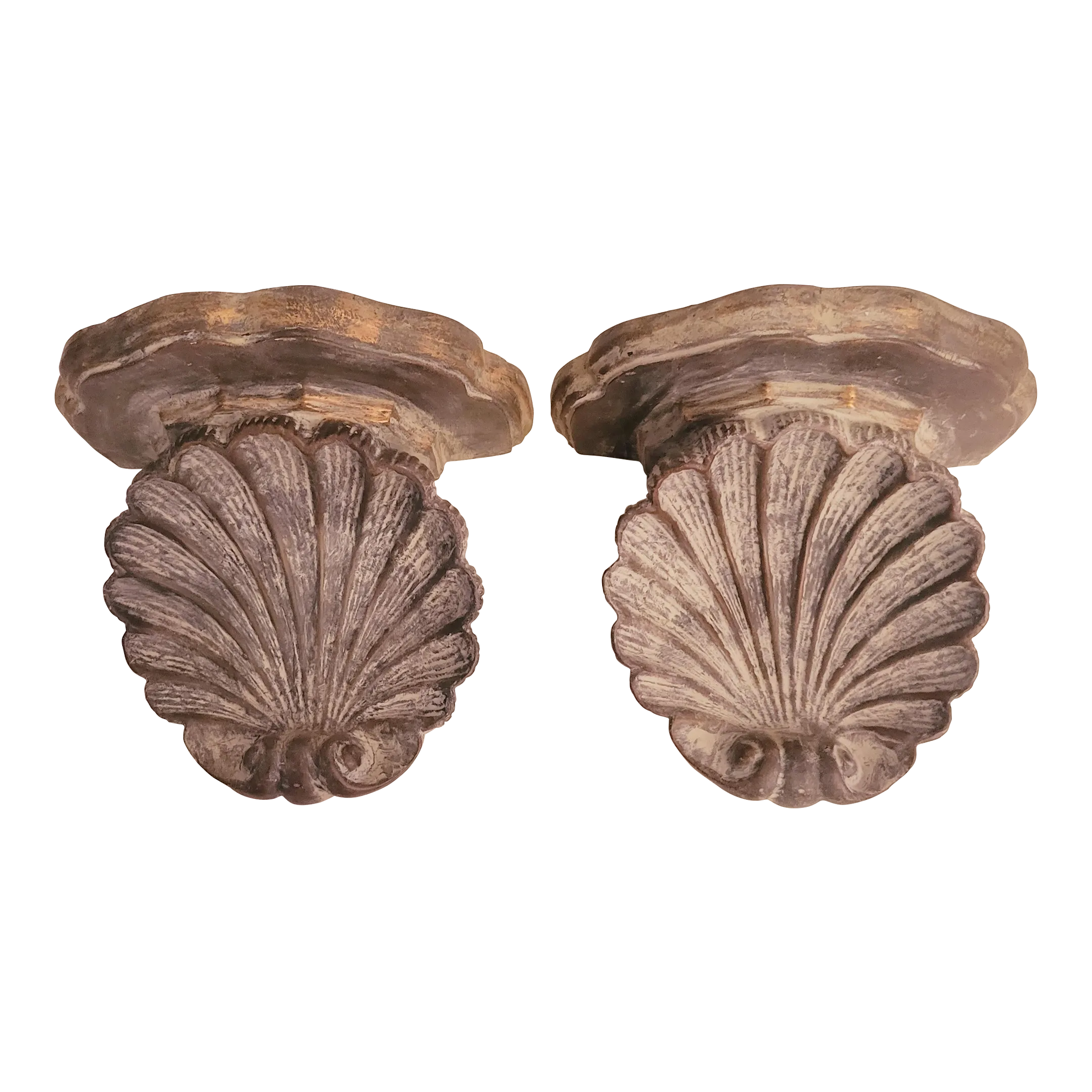 Vintage Rustic Dark Grey Molded Coastal Regency Clamshell Wall Sconce ...