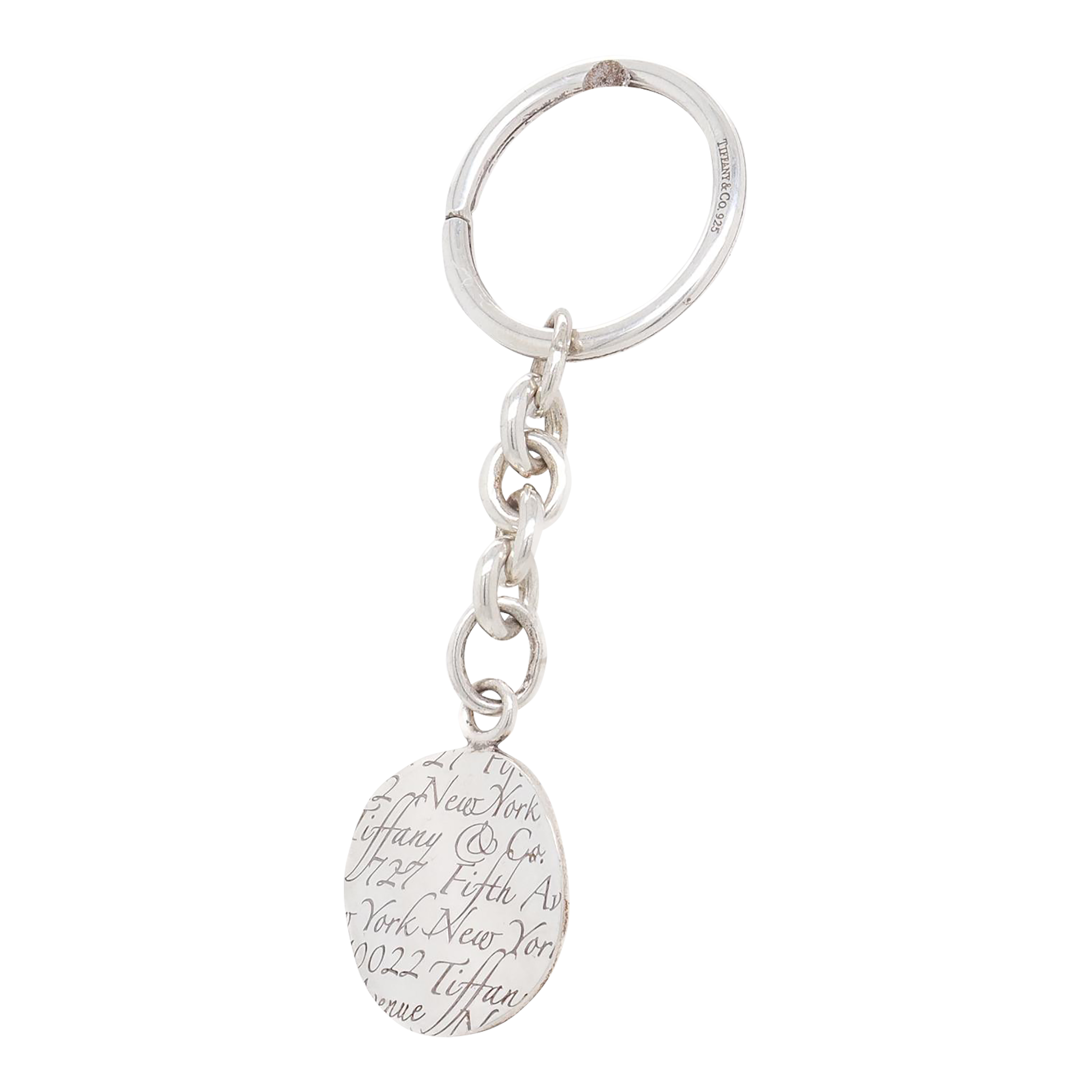 Vintage Tiffany & Co Sterling Silver Keychain / Keyring With Curved Charm