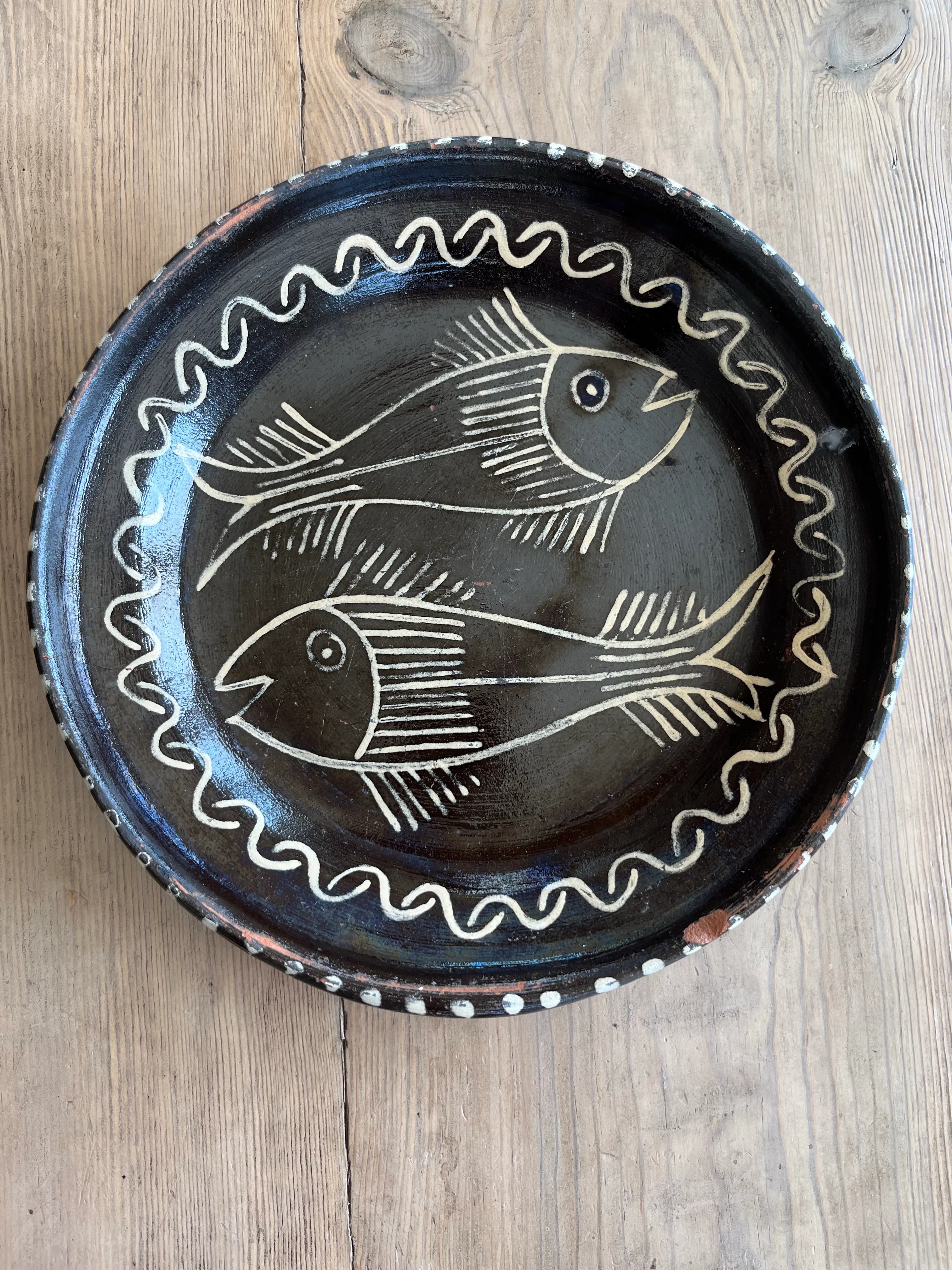Vintage Tzintzuntzan Mexican Pottery Fish Plates in Distinct